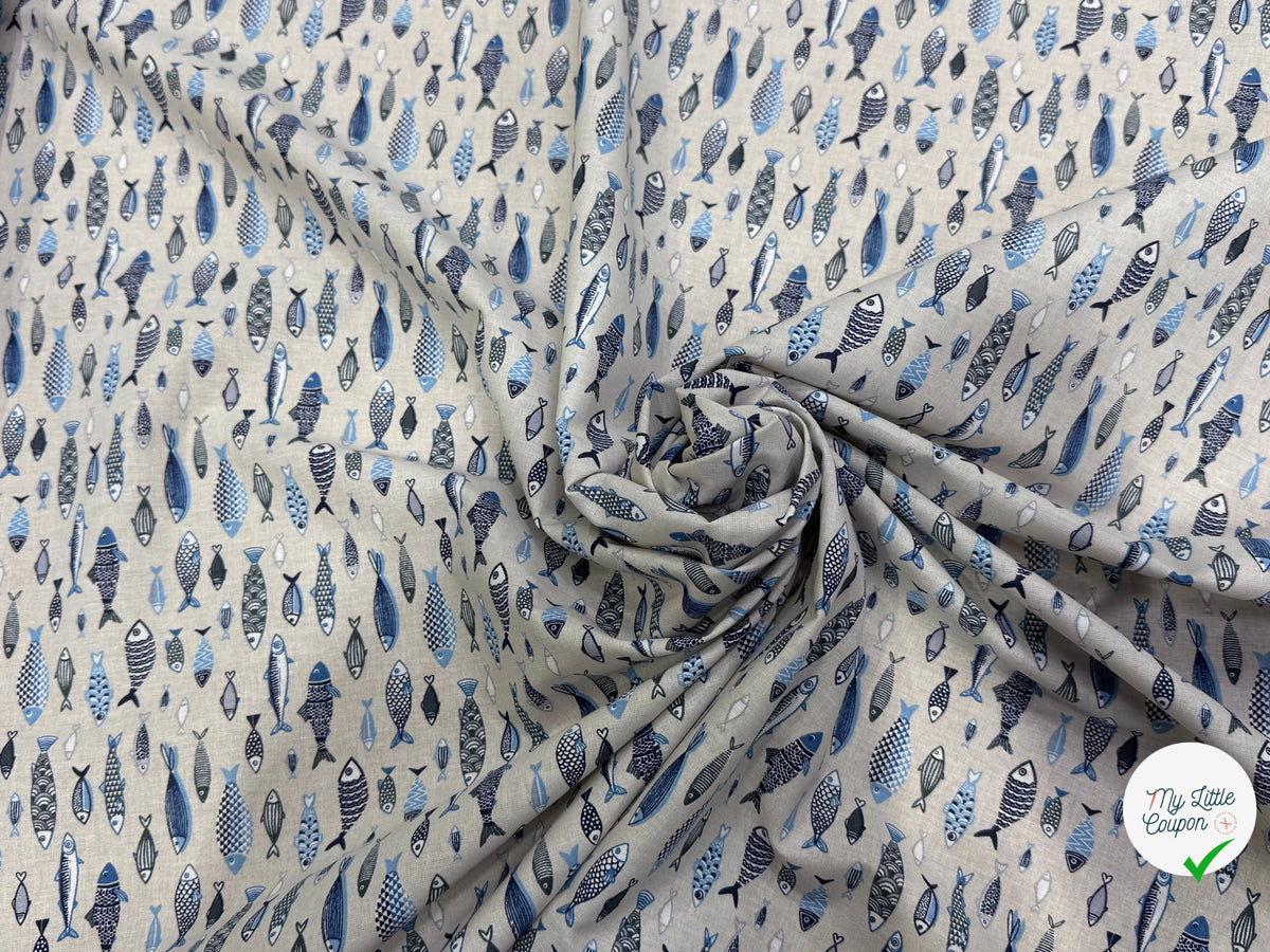 PERCALE DE COTON POISSON LIN 150 CM - My Little Coupon