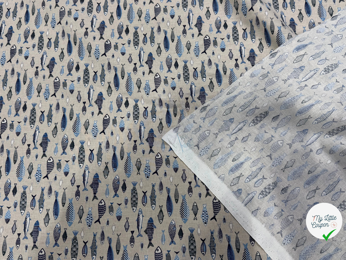 PERCALE DE COTON POISSON LIN 150 CM - My Little Coupon