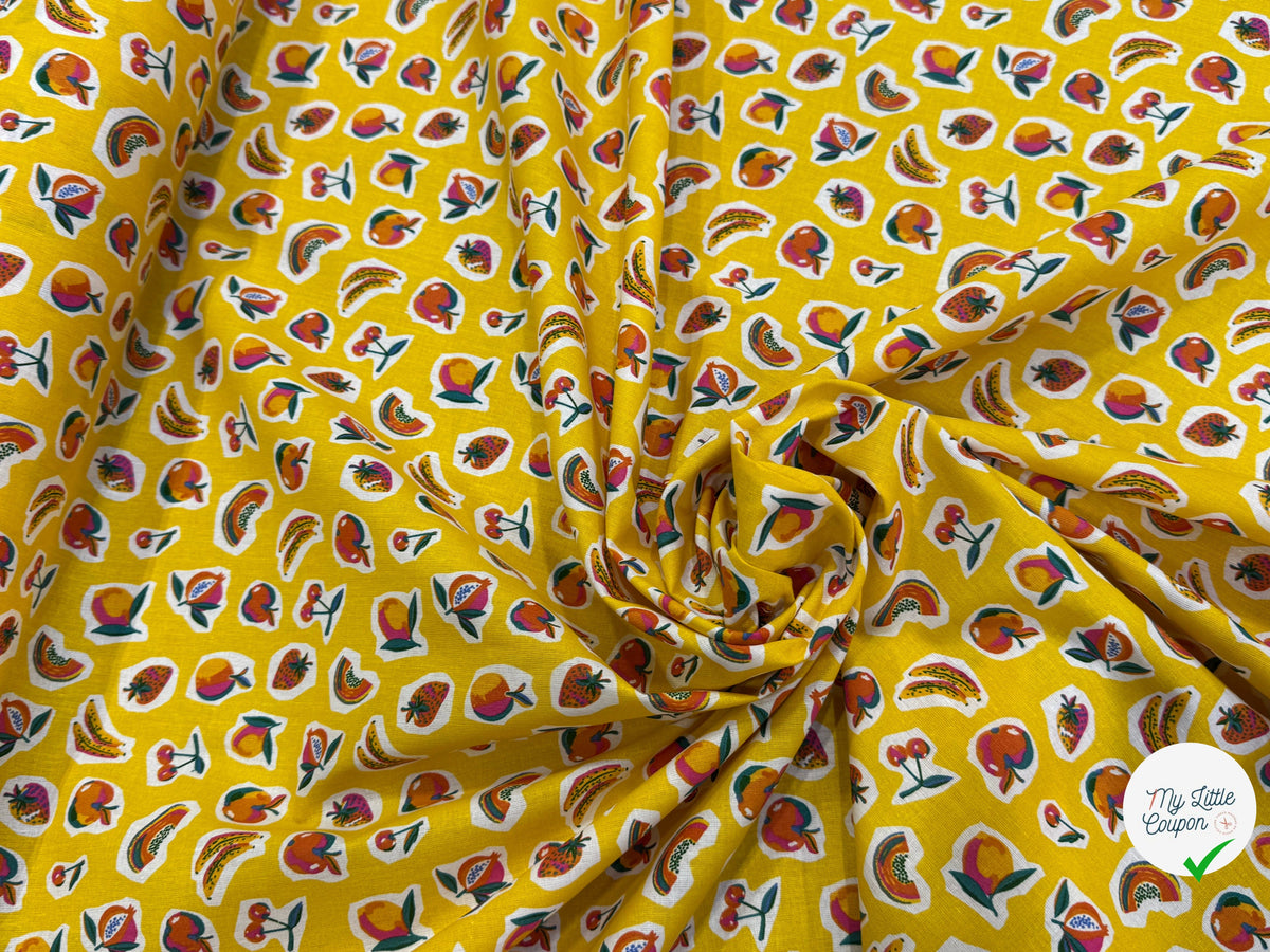 PERCALE DE COTON SIROP JAUNE 150 CM - My Little Coupon