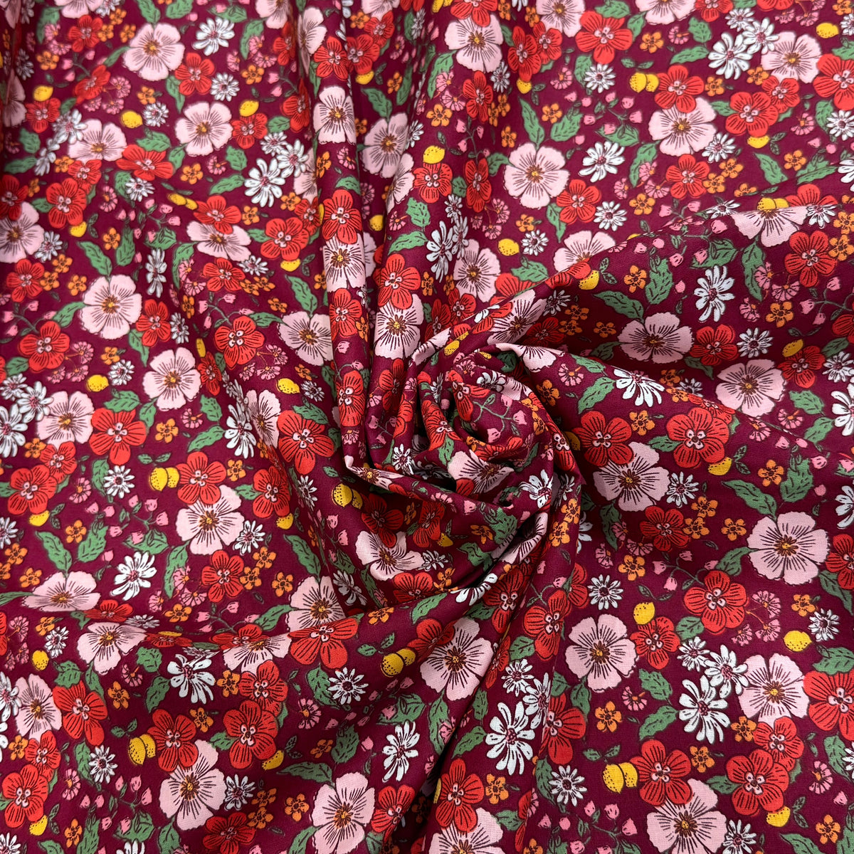 PERCALE DE COTON SUZIE BORDEAUX 150 CM - My Little Coupon