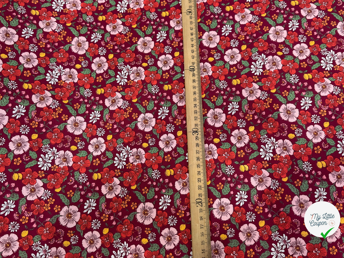 PERCALE DE COTON SUZIE BORDEAUX 150 CM - My Little Coupon