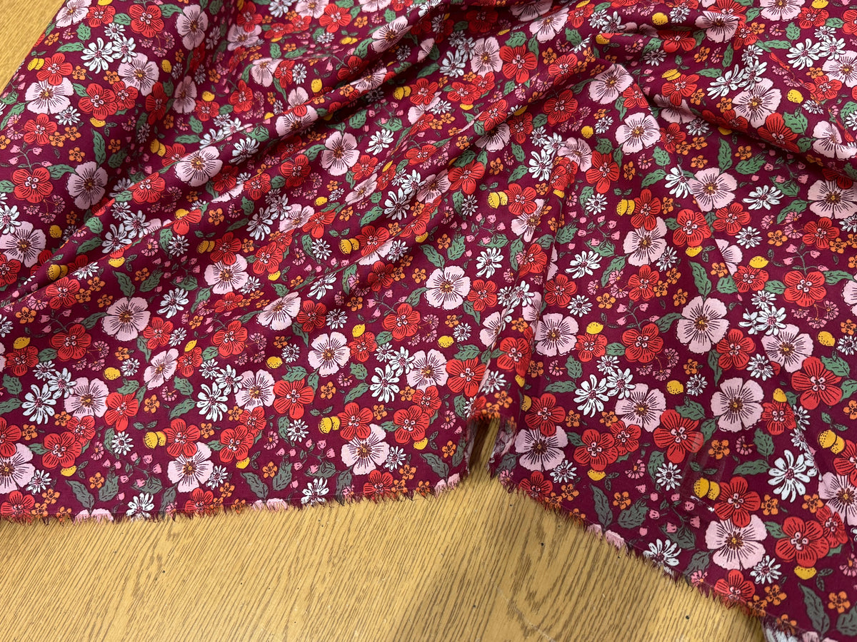 PERCALE DE COTON SUZIE BORDEAUX 150 CM - My Little Coupon