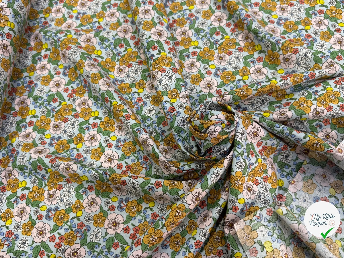 PERCALE DE COTON SUZIE CIEL 150 CM - My Little Coupon