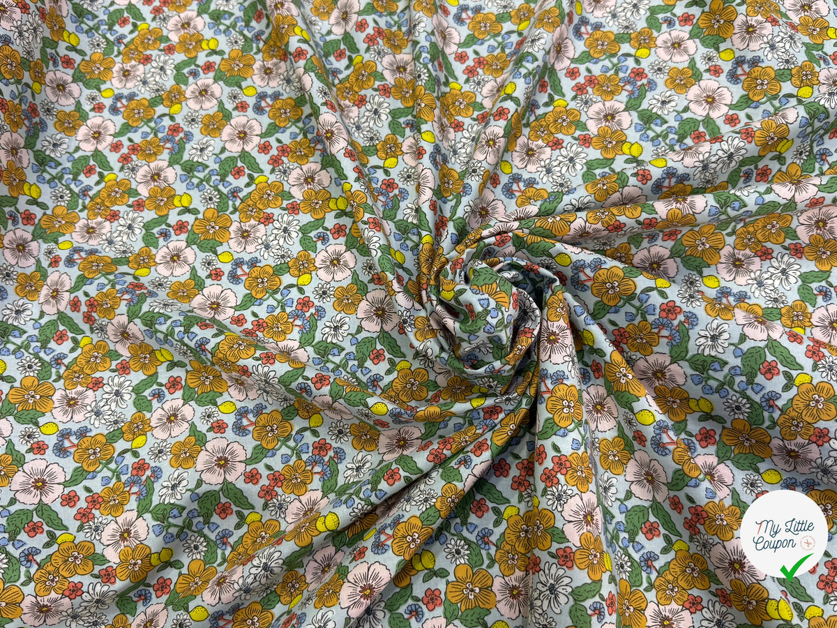 PERCALE DE COTON SUZIE CIEL 150 CM - My Little Coupon