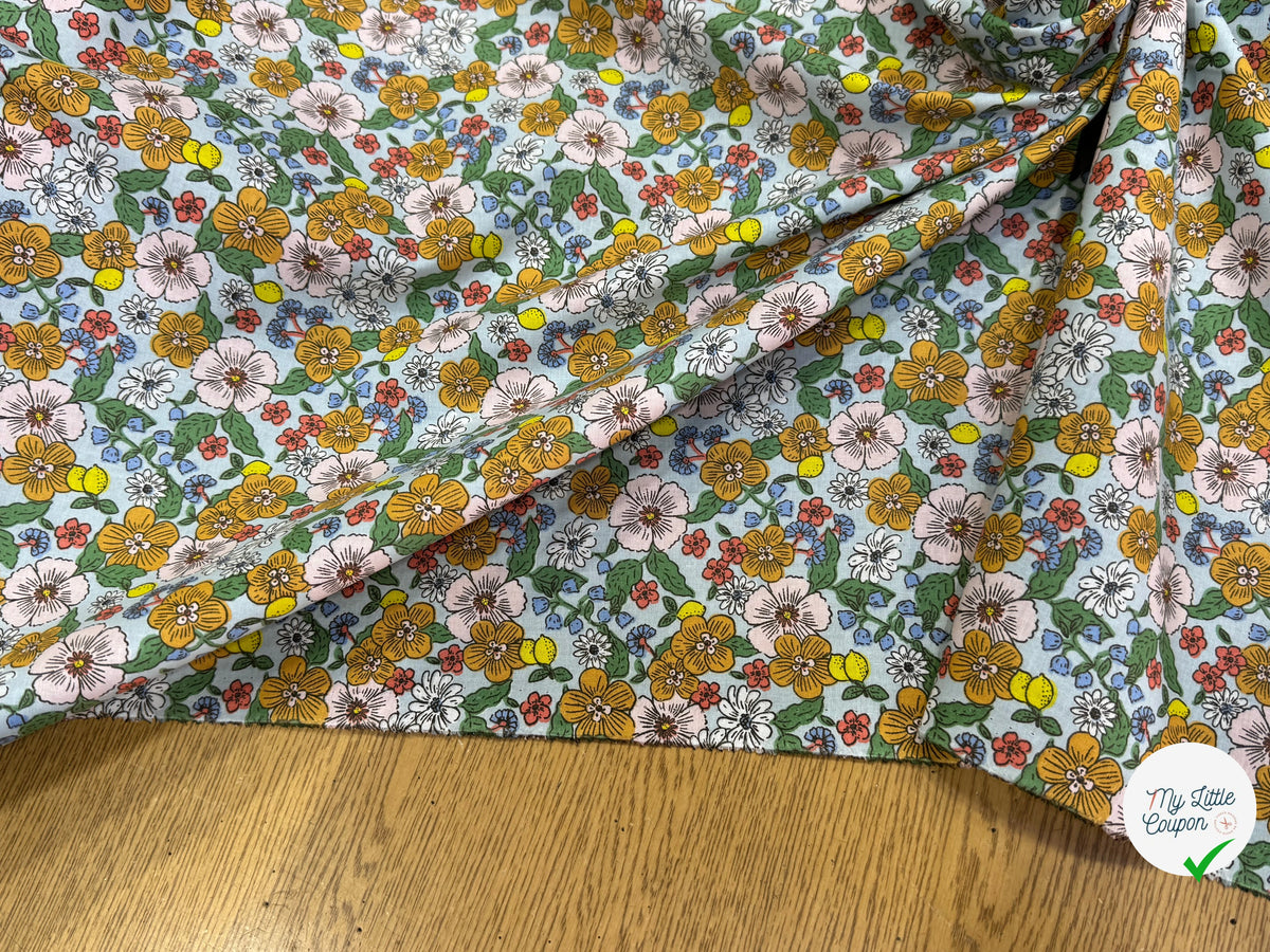 PERCALE DE COTON SUZIE CIEL 150 CM - My Little Coupon