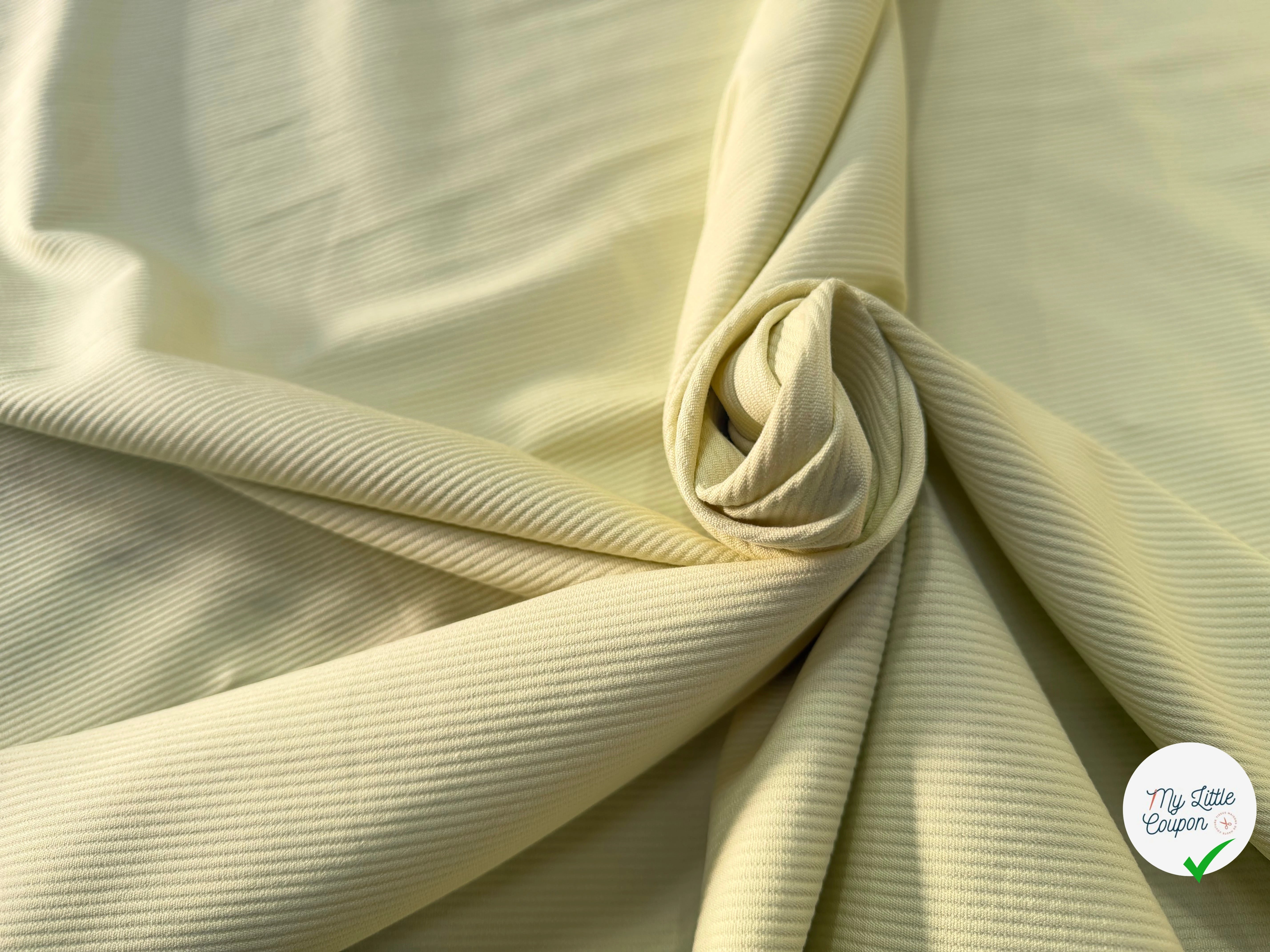 PIQUÉ COTON STRETCH JAUNE CLAIR PRESQUE ANIS PASTAGA - My Little Coupon