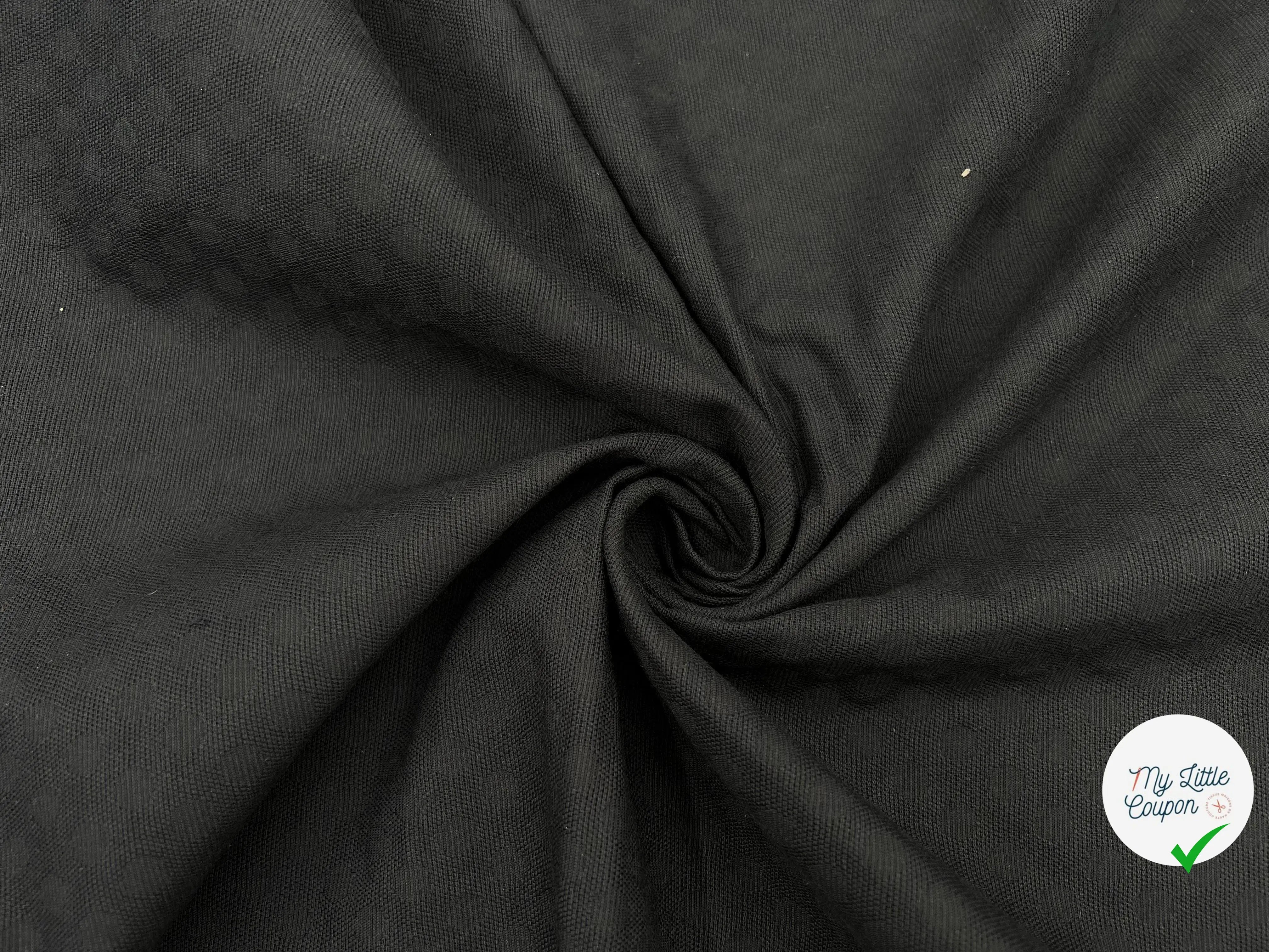 PIQUÉ DE COTON CERCLES JACAQUARD NOIR - My Little Coupon - tissu - coudre
