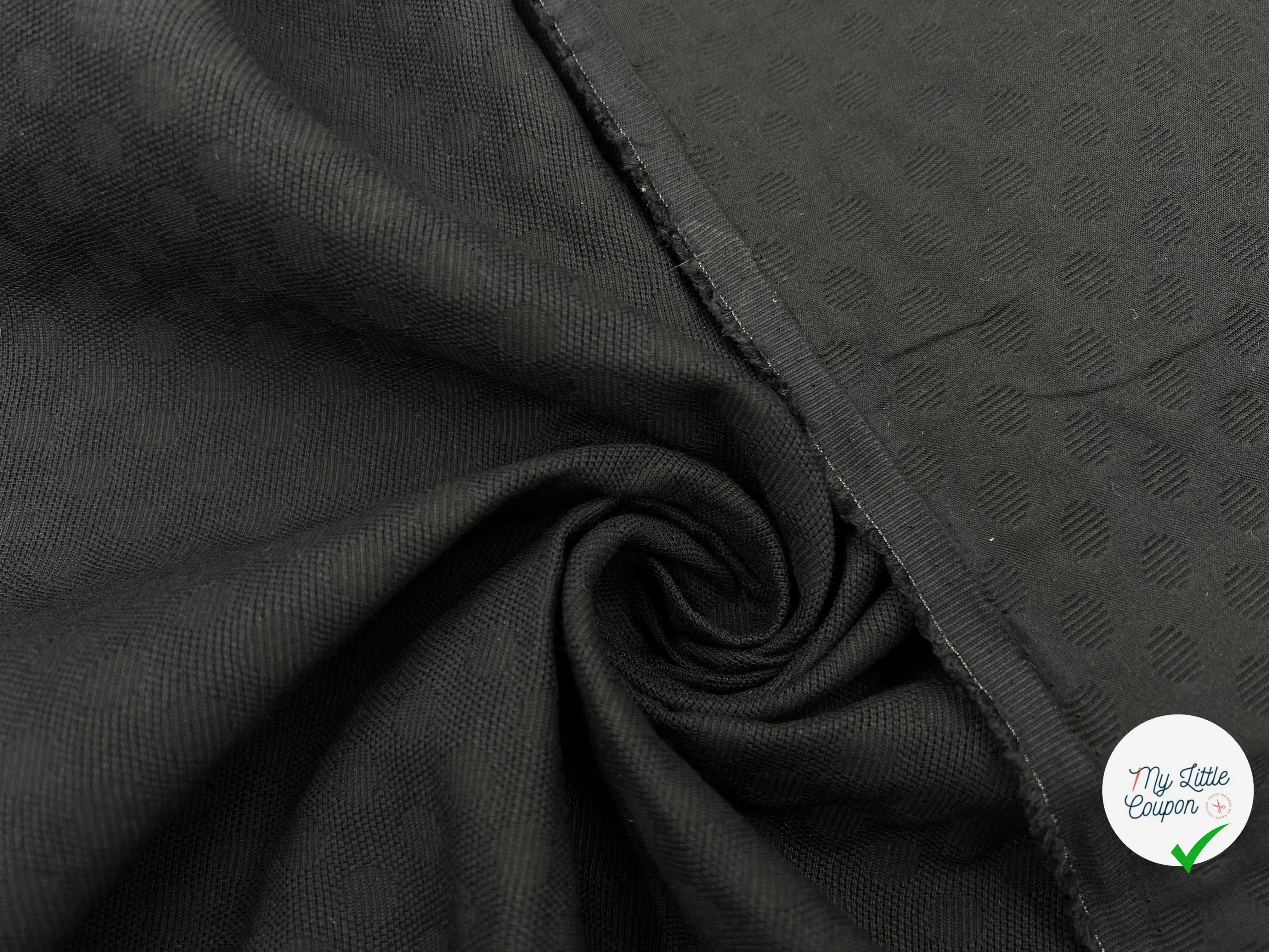 PIQUÉ DE COTON CERCLES JACAQUARD NOIR - My Little Coupon - tissu - coudre