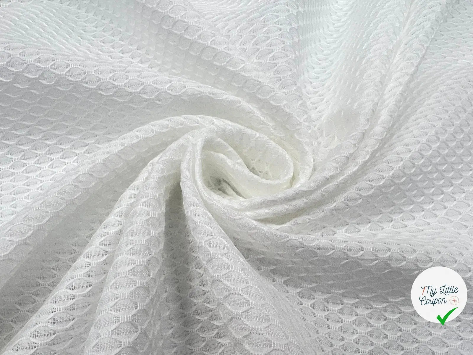 PIQUÉ DE COTON LOSANGE BLANC - My Little Coupon - tissu - coudre