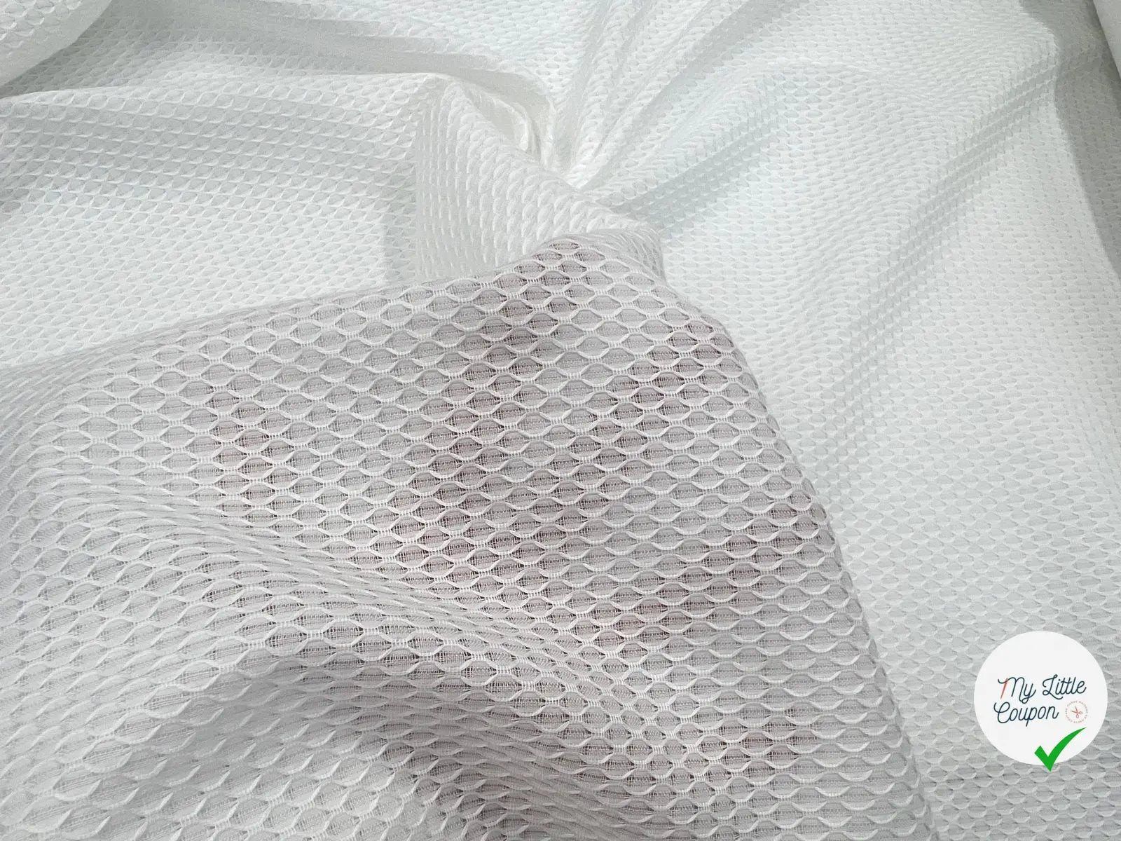 PIQUÉ DE COTON LOSANGE BLANC - My Little Coupon - tissu - coudre