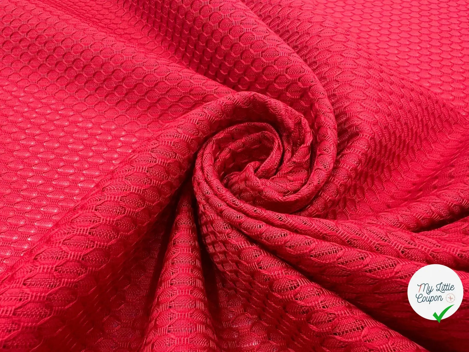 PIQUÉ DE COTON LOSANGE ROUGE SANG - My Little Coupon - tissu - coudre