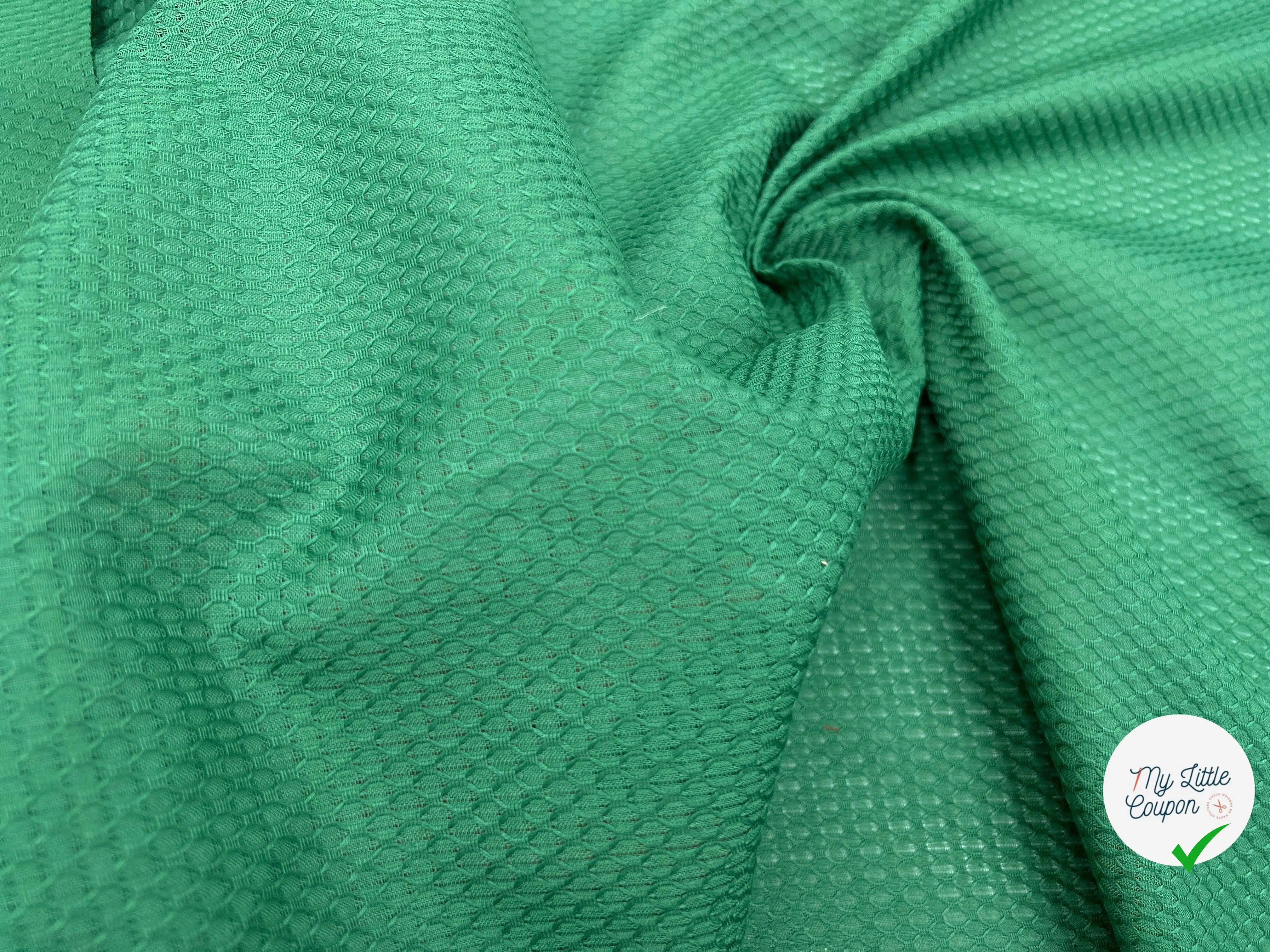 PIQUÉ DE COTON LOSANGE VERT ITALIE - My Little Coupon - tissu - coudre