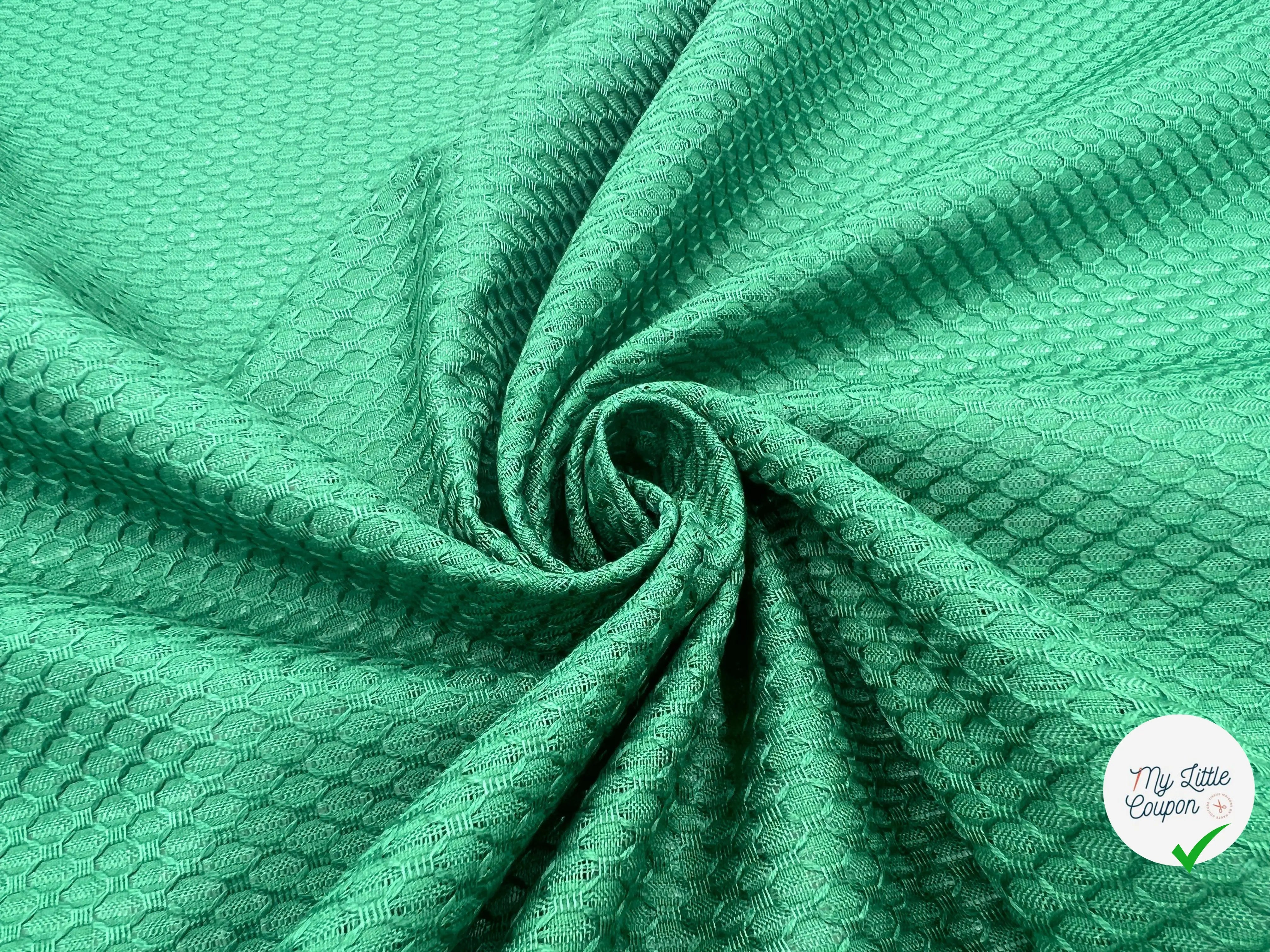 PIQUÉ DE COTON LOSANGE VERT ITALIE - My Little Coupon - tissu - coudre