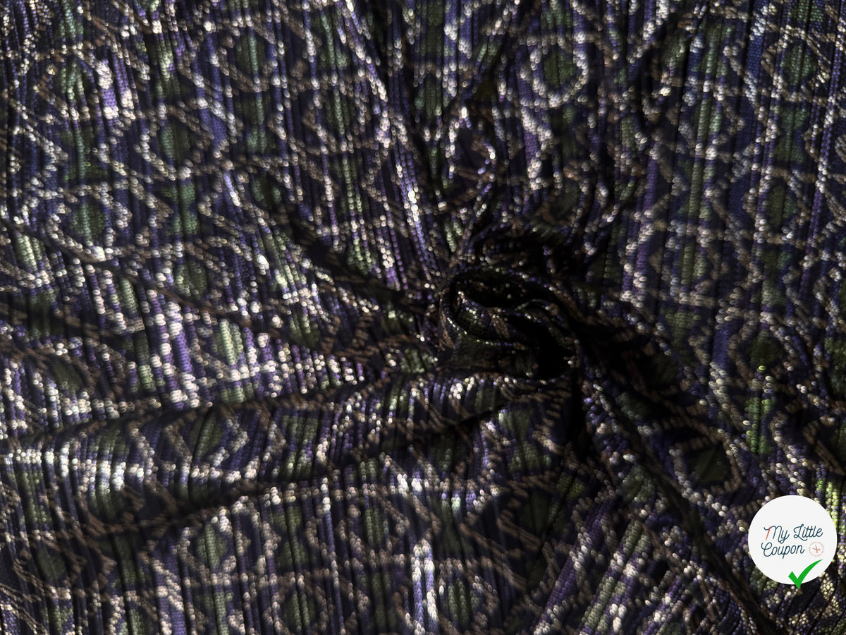 PLISSÉ MÉTALLISÉ GRAPHIQUE VIOLET PRÉCIEUX - My Little Coupon