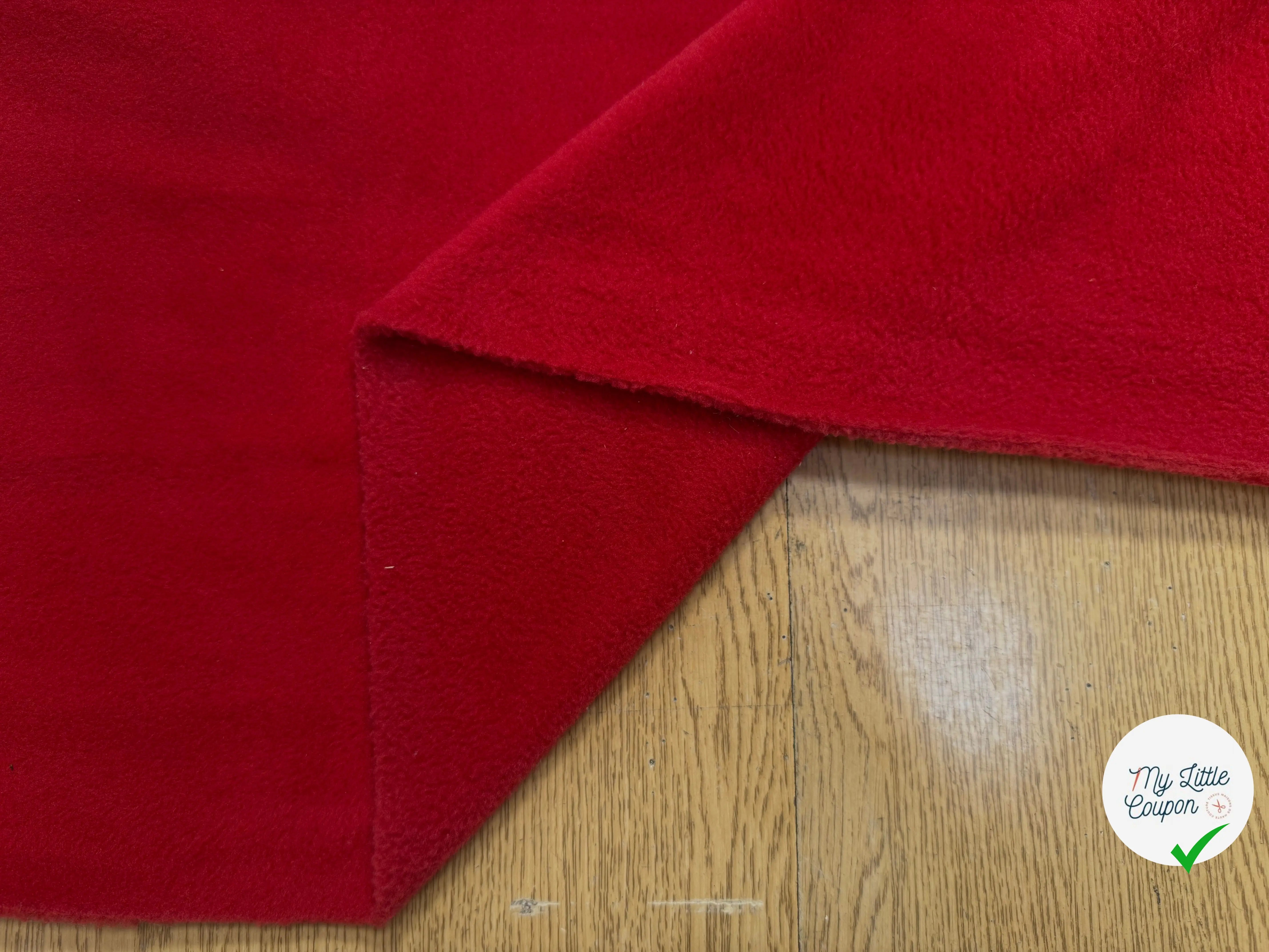 POLAIRE ROUGE VIF UNI ÉPAIS DOUBLE FACE - My Little Coupon