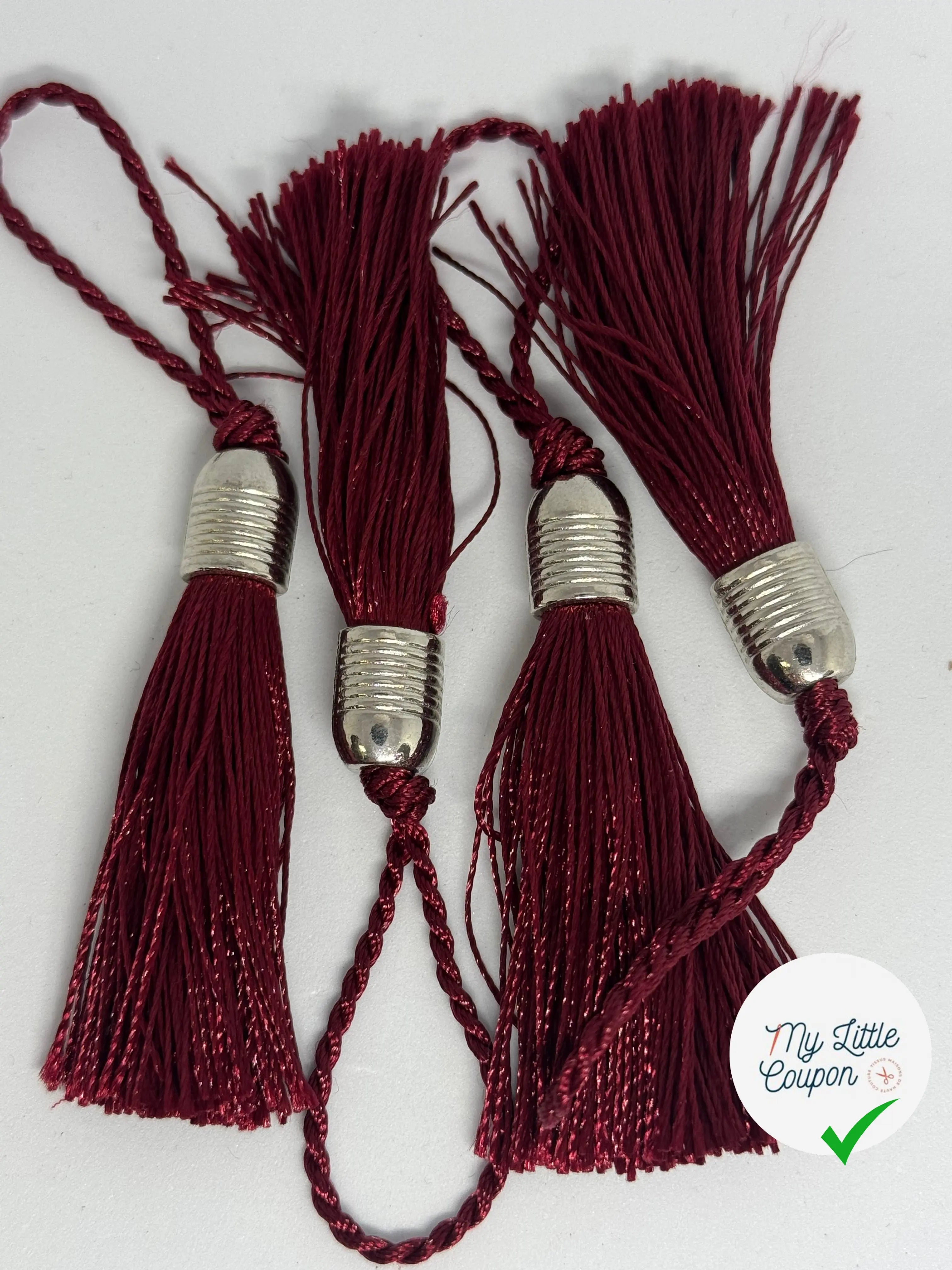 POMPON BORDEAUX AVEC TÊTE EN MÉTAL ARGENTÉ - My Little Coupon