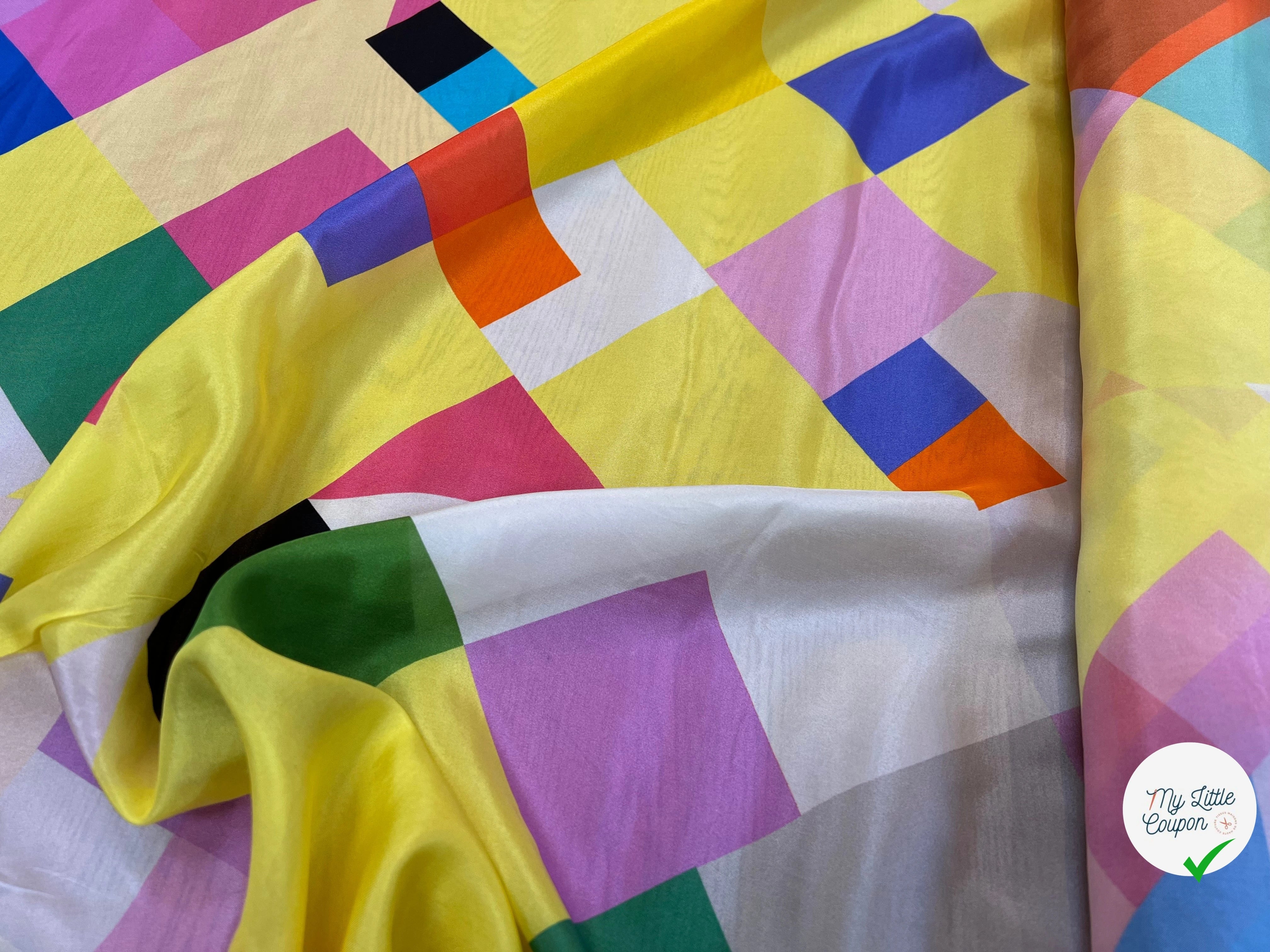 PONGÉ DE SOIE À MOTIF GÉOMETRIQUE MULTICOLORES 140CM - My Little Coupon