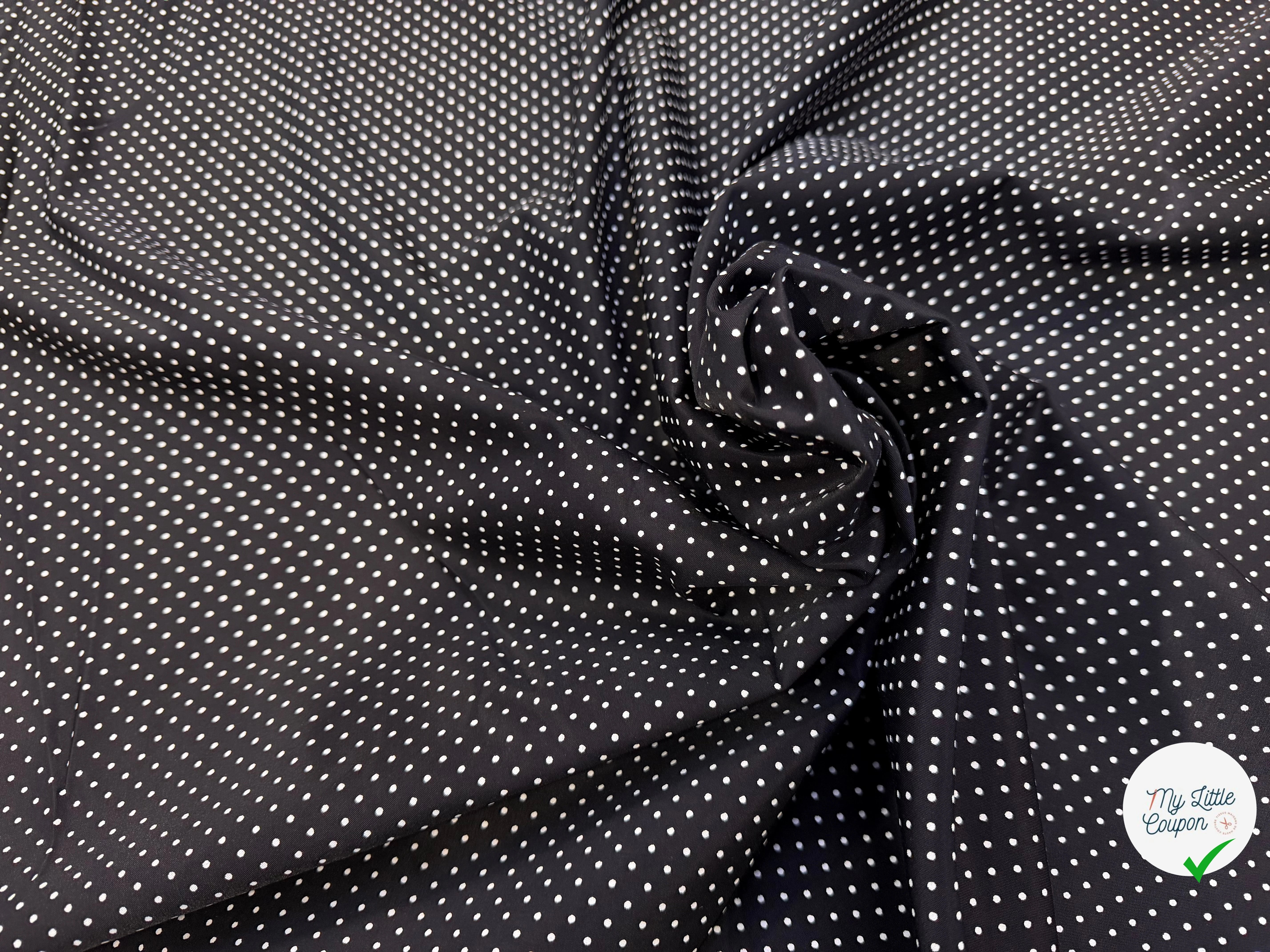 POPELINE À CANNES FOND NOIR À PETITS POIS BLANC - My Little Coupon