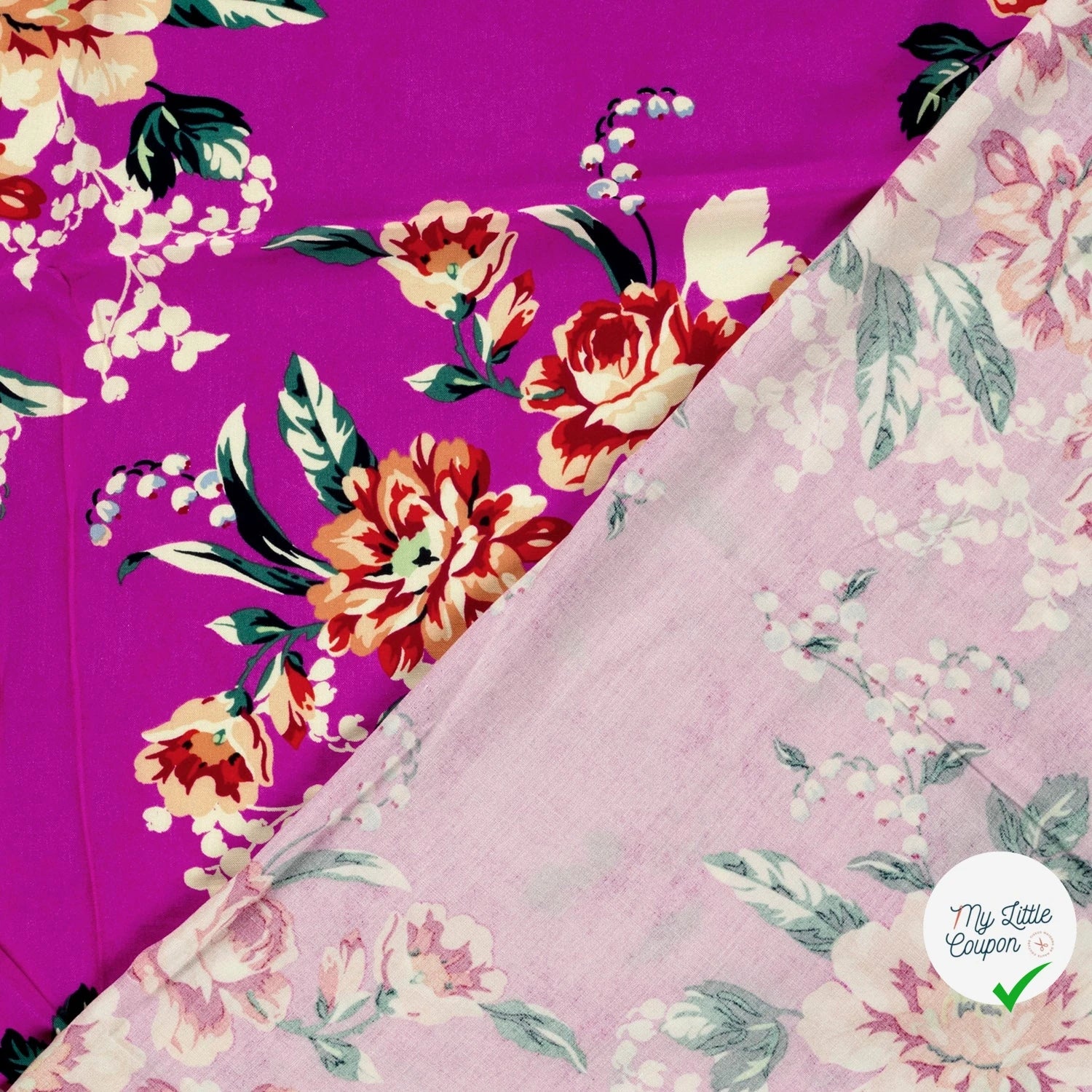 POPELINE BAMBOU IMPRIMÉ FLEURS FUCHSIA - My Little Coupon