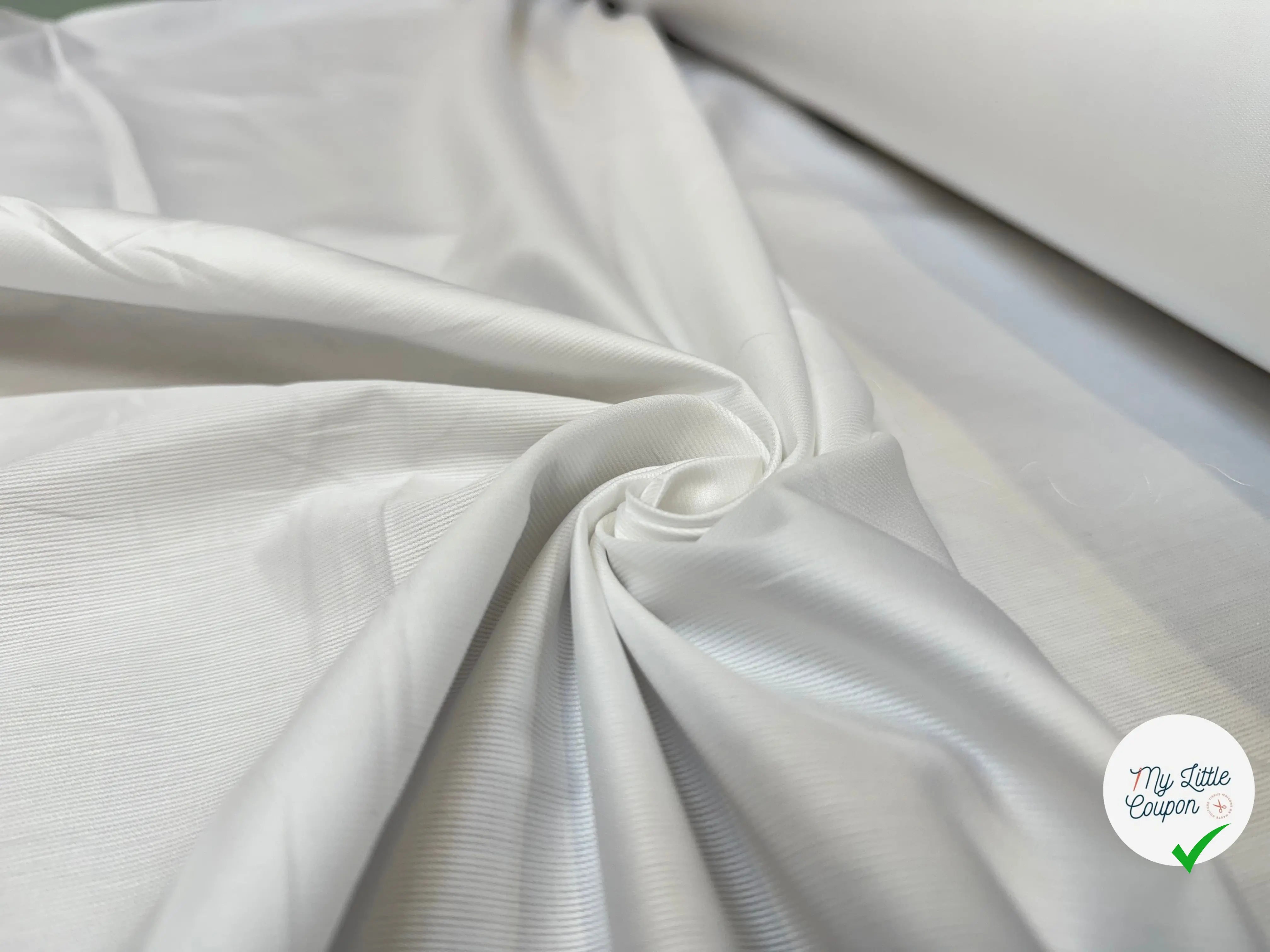 POPELINE BLANCHE MINI RAYURES HORIZONTALES - My Little Coupon