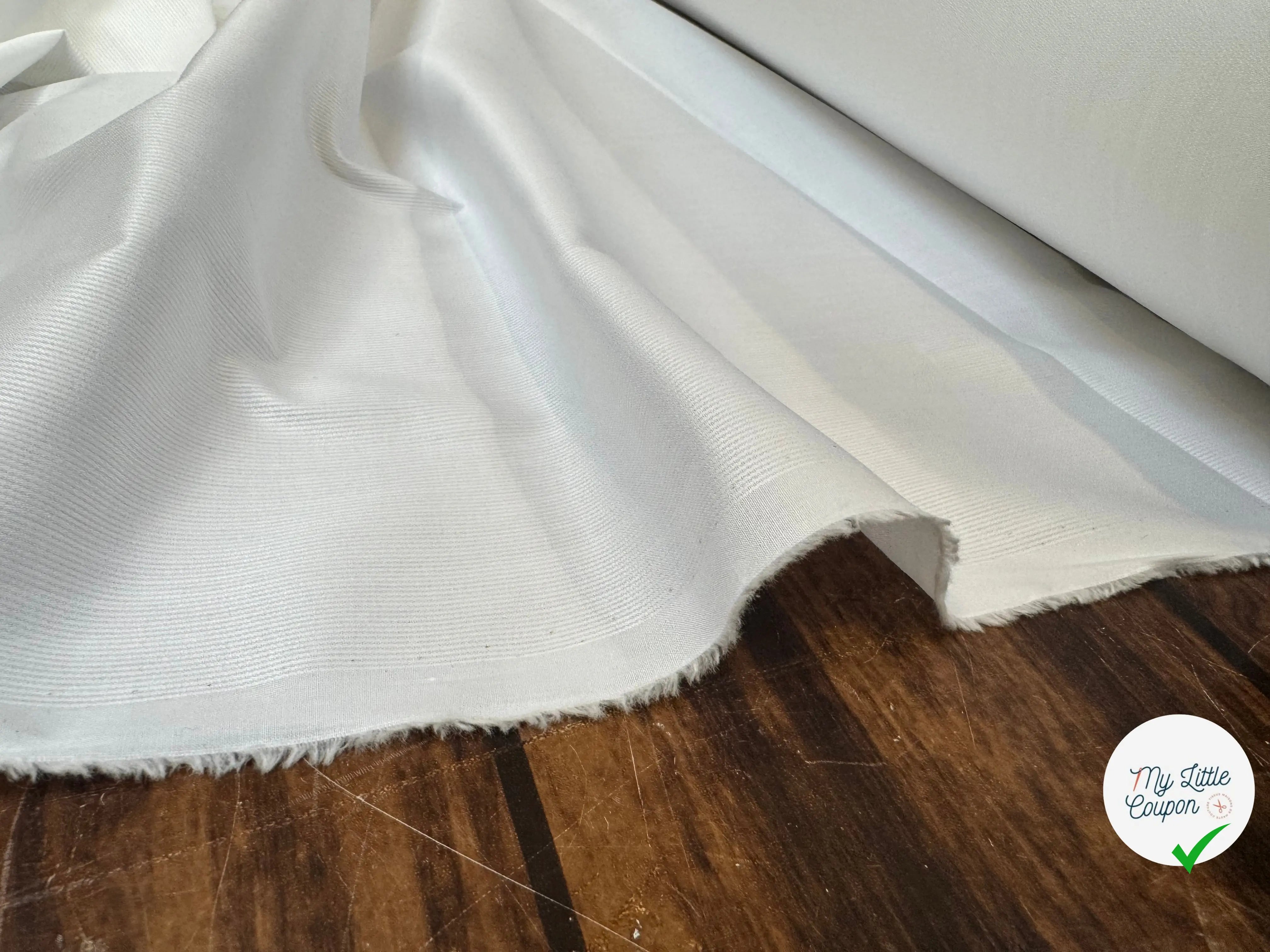 POPELINE BLANCHE MINI RAYURES HORIZONTALES - My Little Coupon