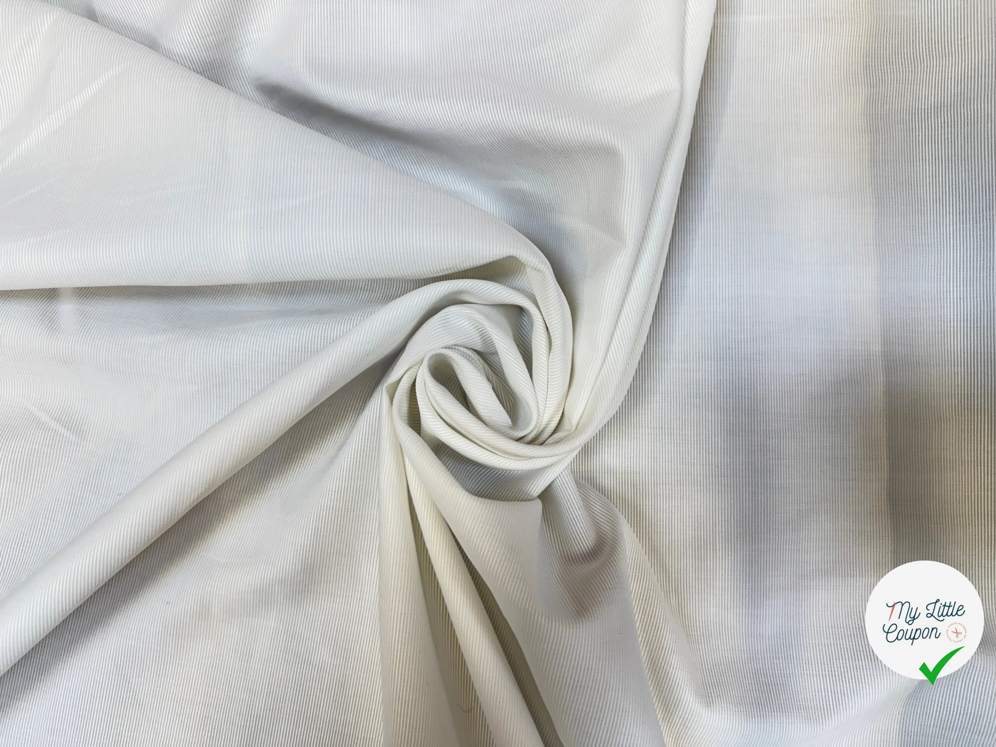 POPELINE BLANCHE MINI RAYURES VERTICALES - My Little Coupon