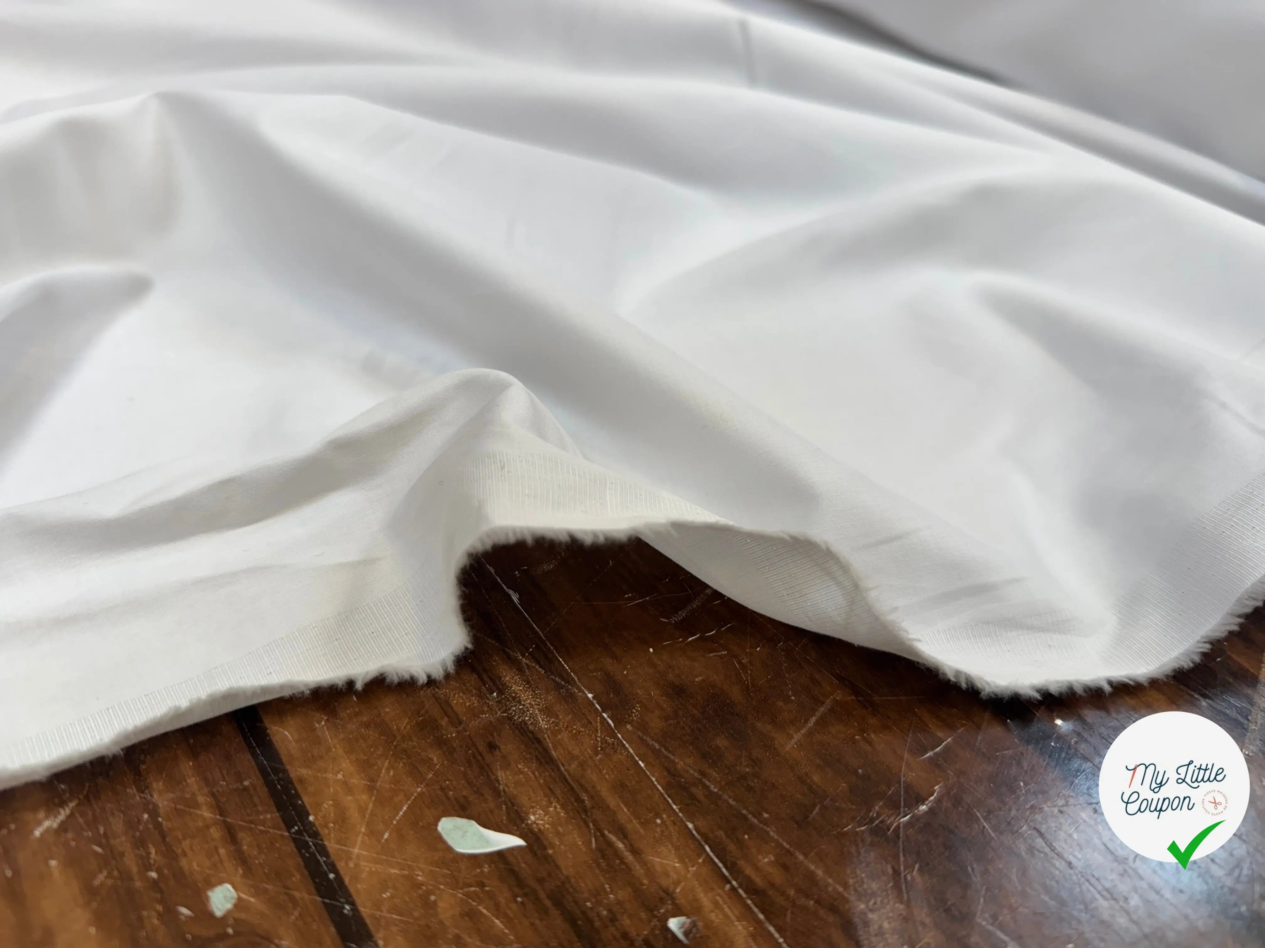 POPELINE BLANCHE SIMPLE EFFET PEAU DE PECHE - My Little Coupon