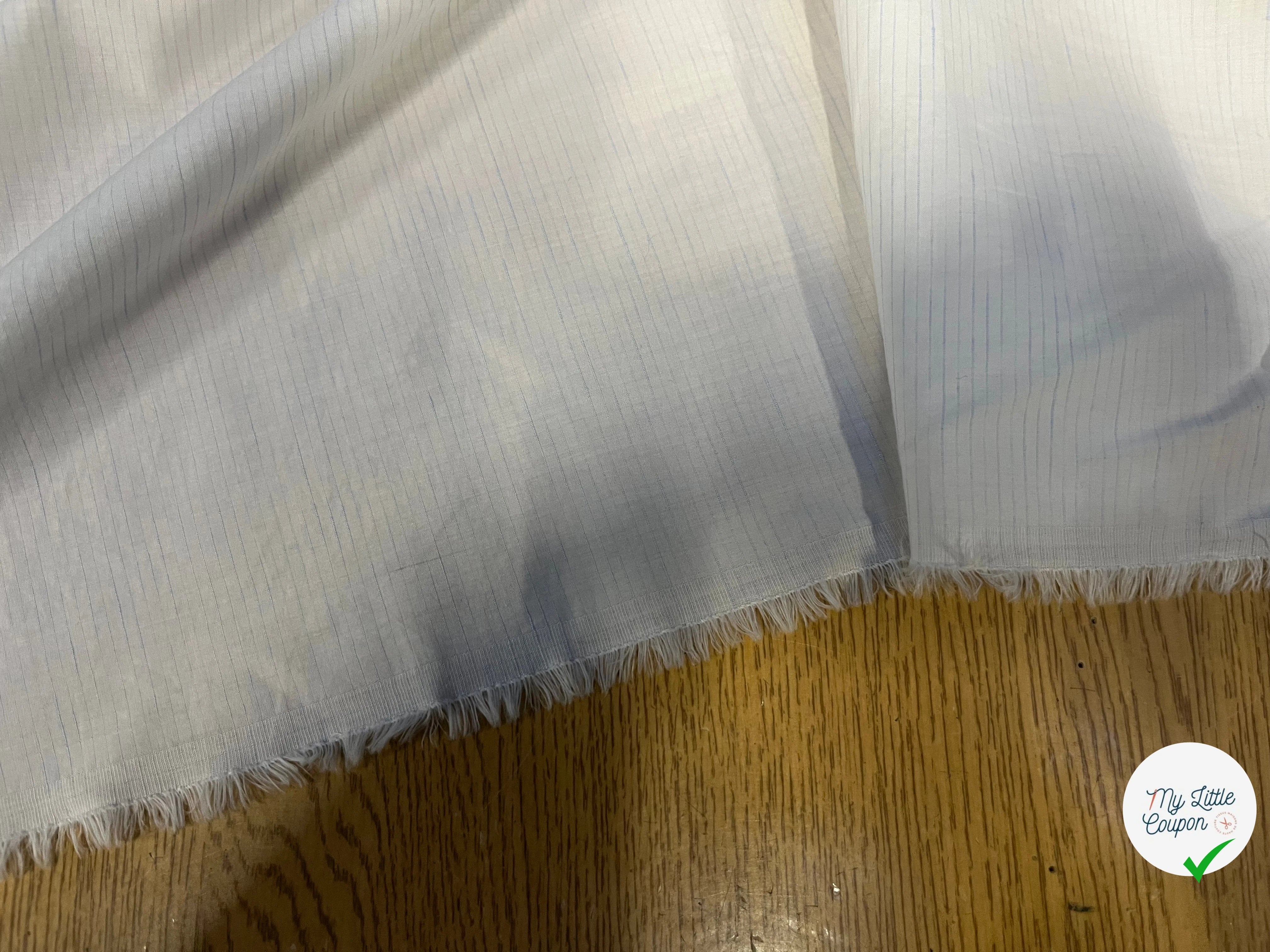 POPELINE BLANCHES À RAYURES BLEUES PIQUÉES - My Little Coupon