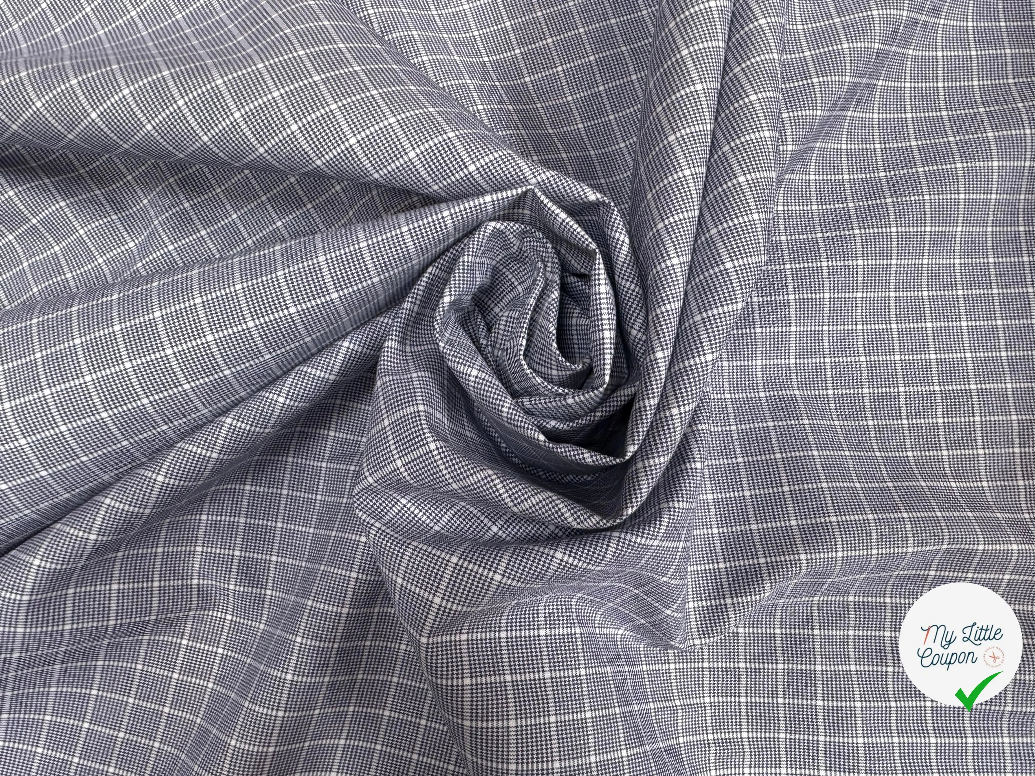 POPELINE CARREAUX MARINE ET BLEU CIEL - My Little Coupon