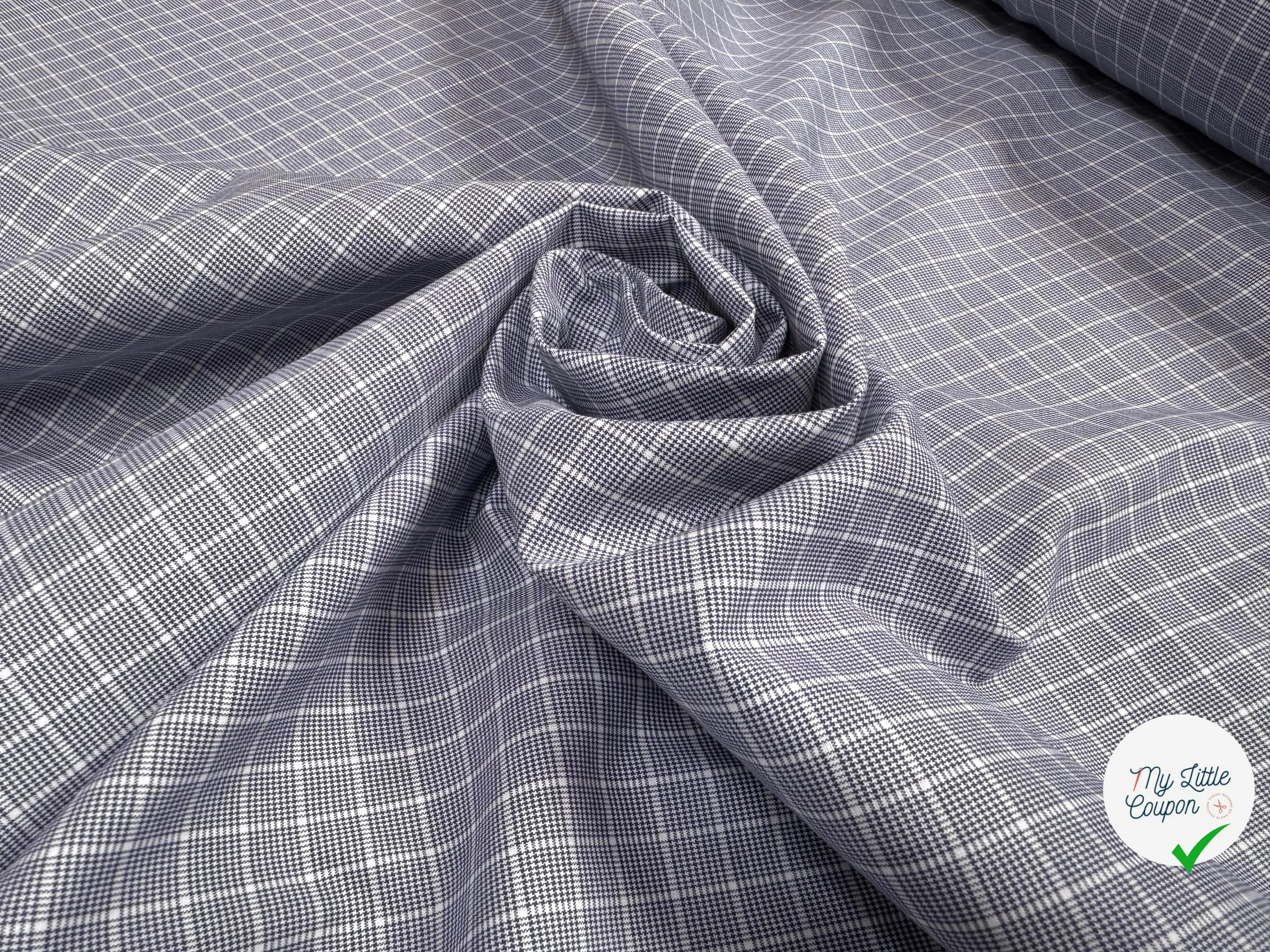 POPELINE CARREAUX MARINE ET BLEU CIEL - My Little Coupon