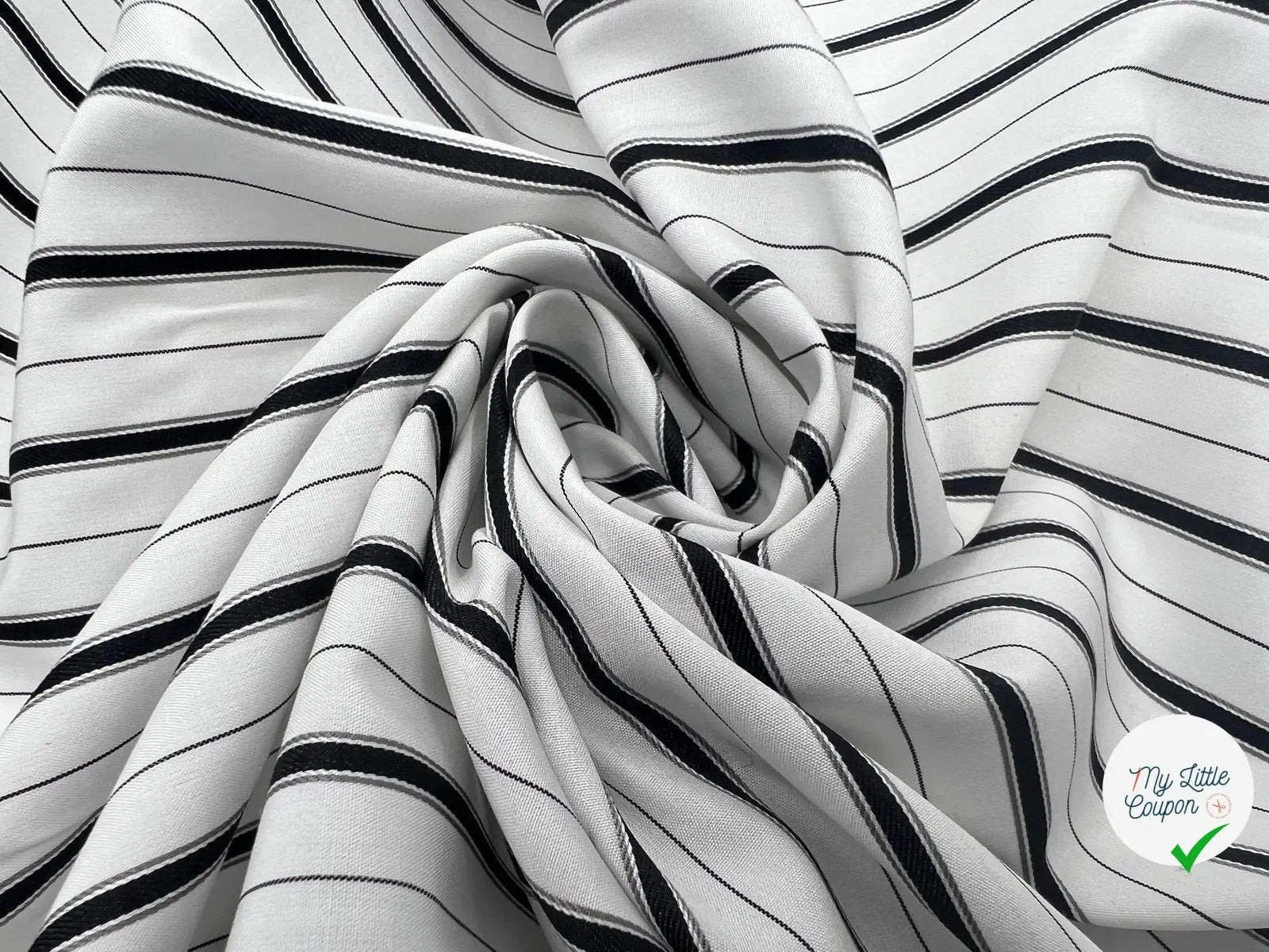 TISSU CHEMISE TISSÉ TEINT BLACK WHITE RAYURES SERTIES - My Little Coupon - tissu - coudre
