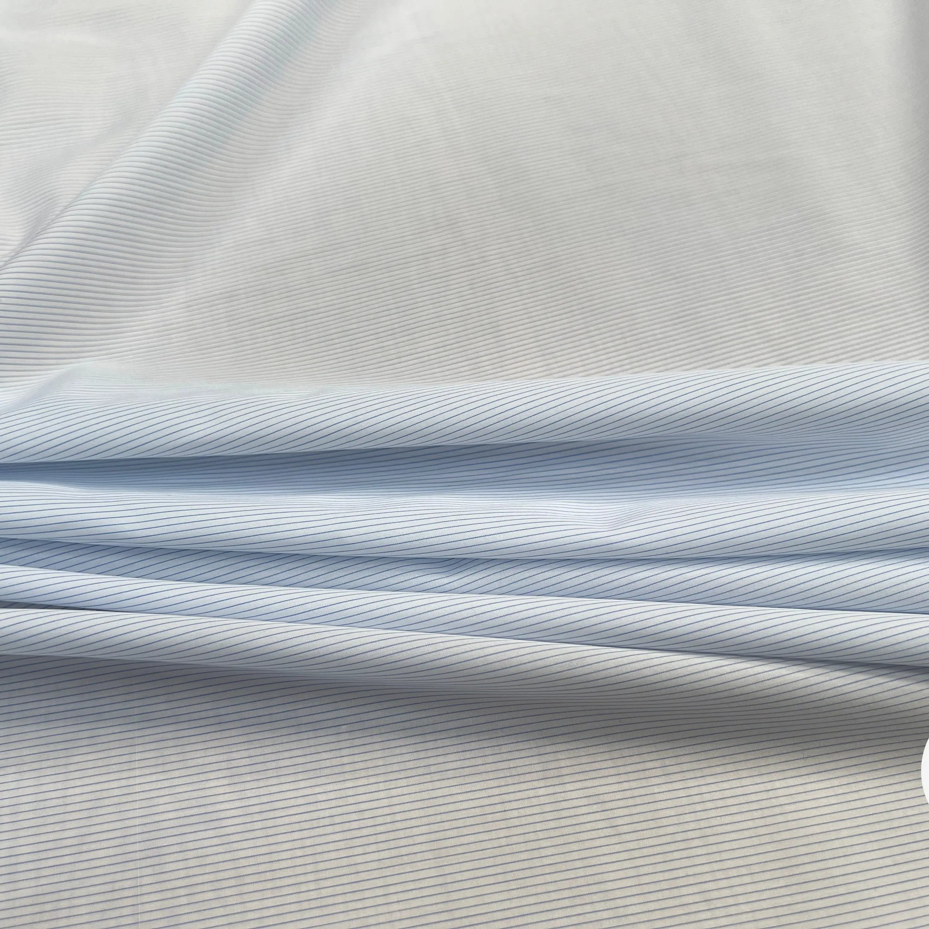 POPELINE COTON BLANCHE FINES RAYURES BLEUX - My Little Coupon