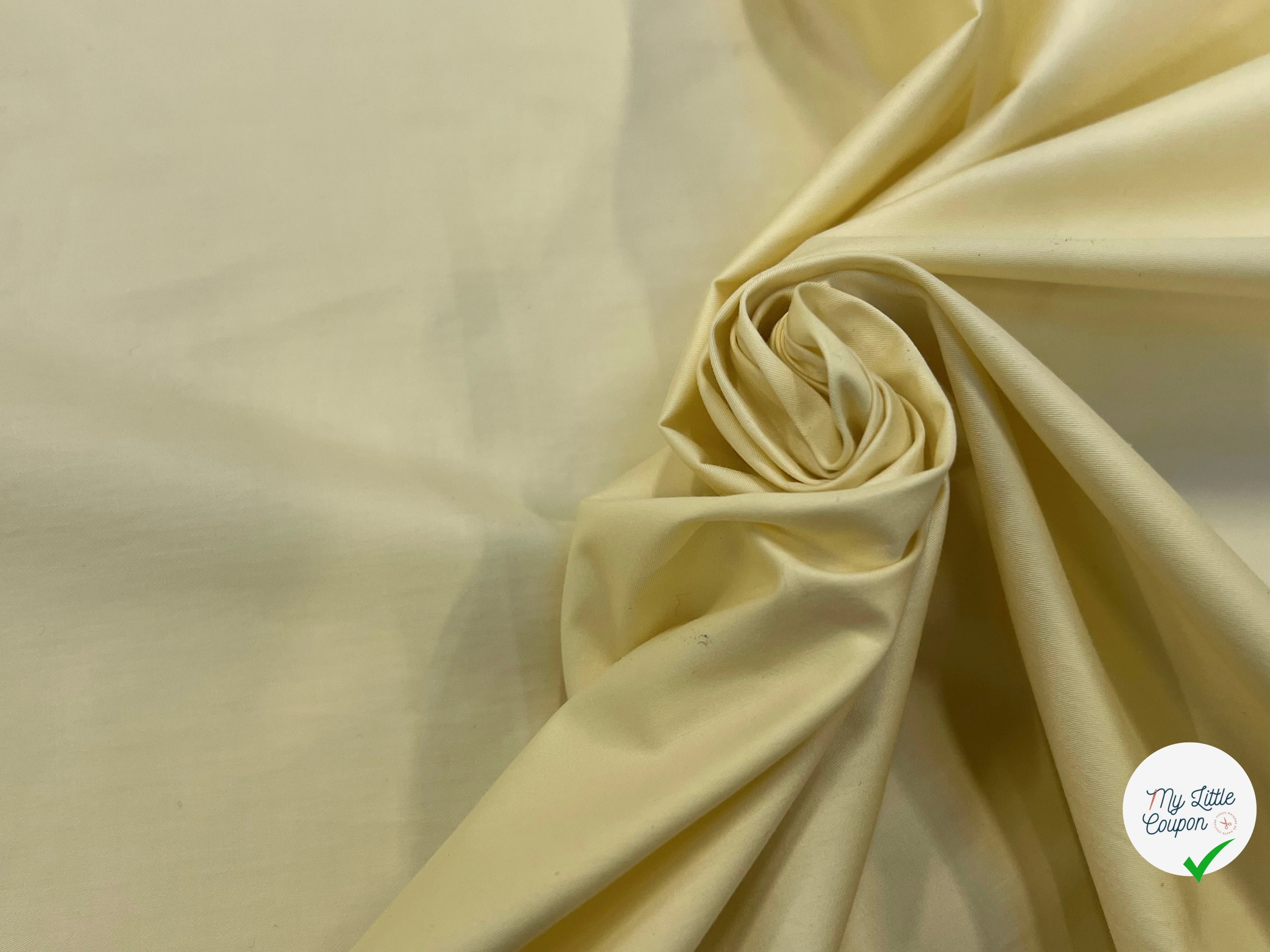 POPELINE COTON JAUNE VANILLE SUPERBE EFFET CRAQUANT 100% COTON - My Little Coupon