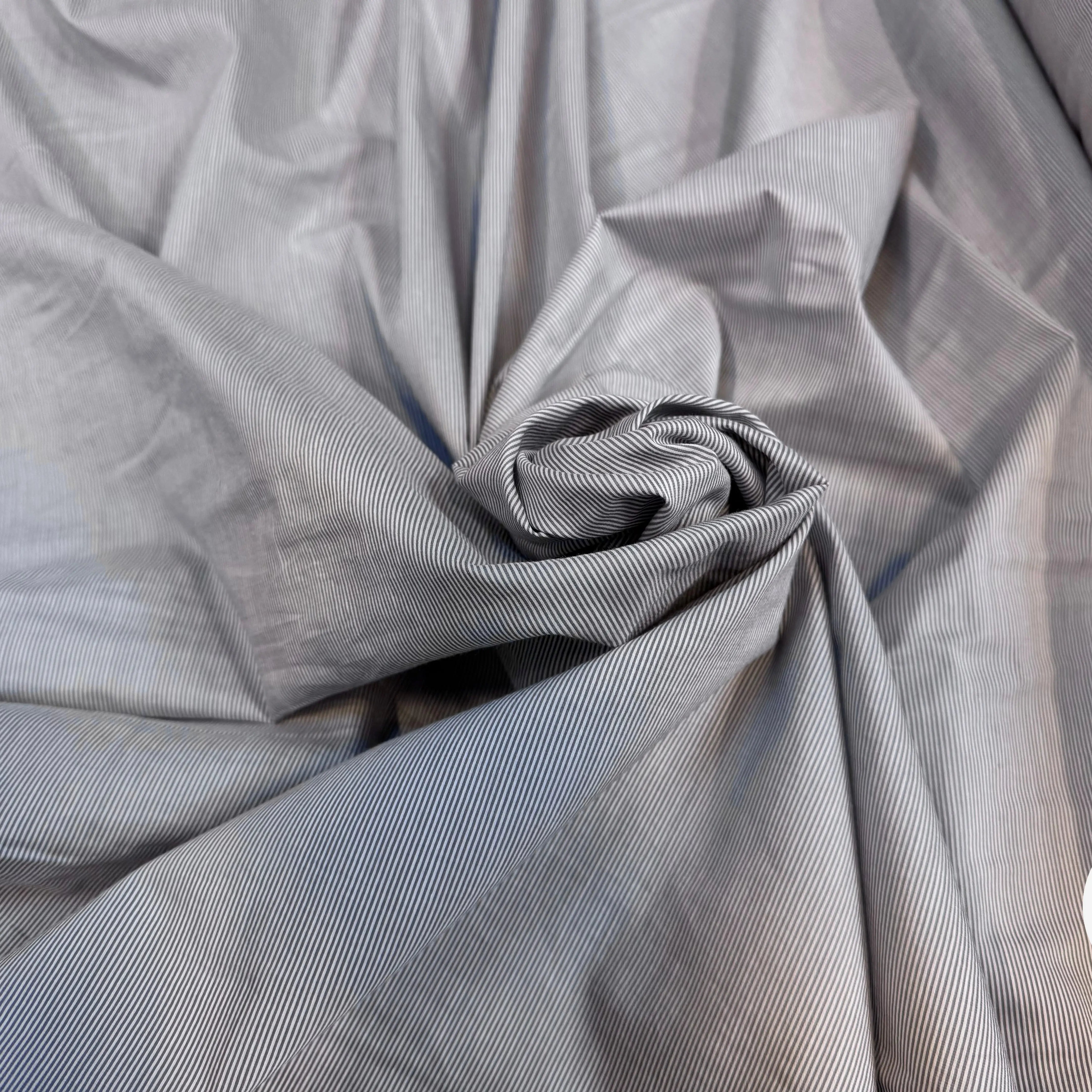 POPELINE COTON RAYURES BLANCHES ET GRISES - My Little Coupon