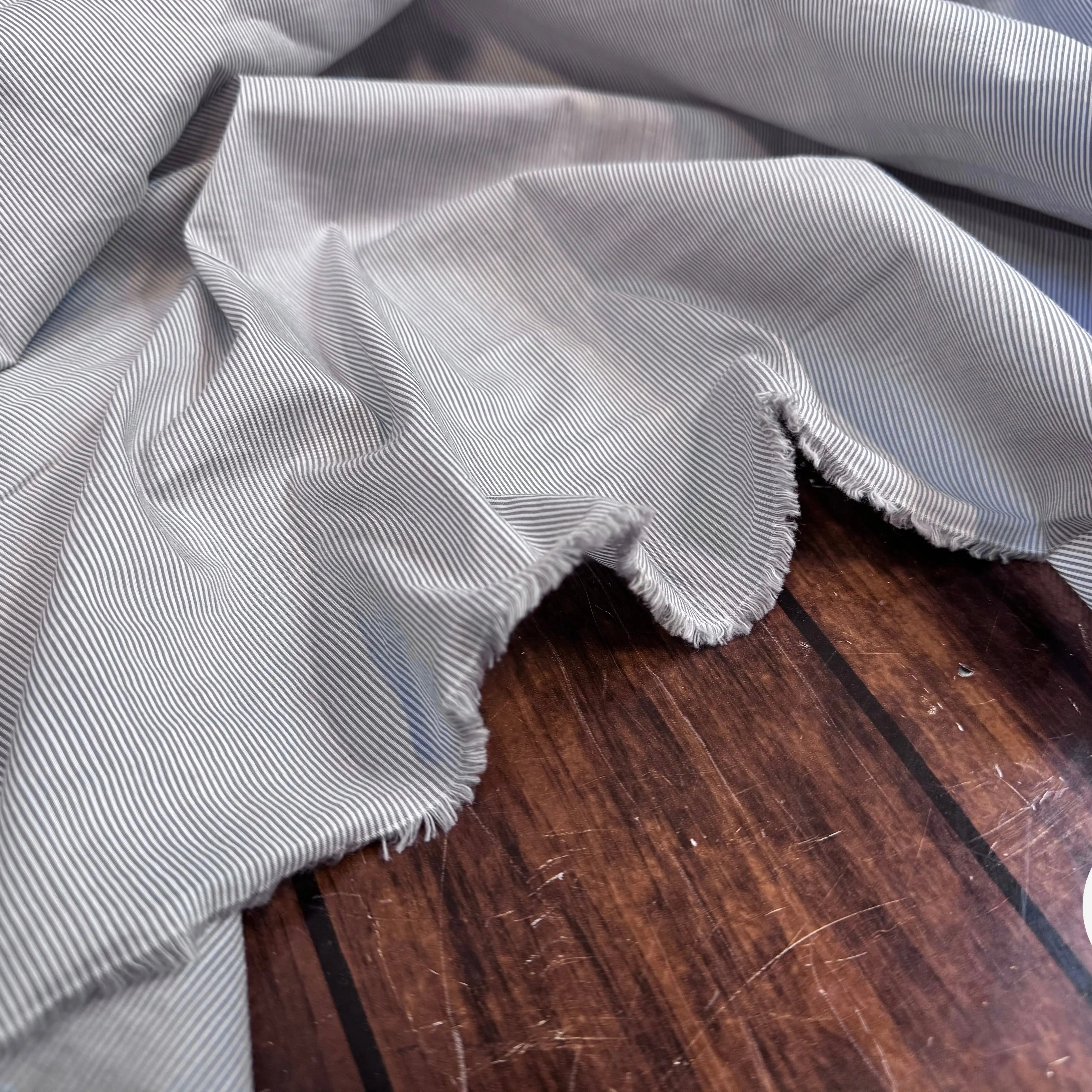 POPELINE COTON RAYURES BLANCHES ET GRISES - My Little Coupon