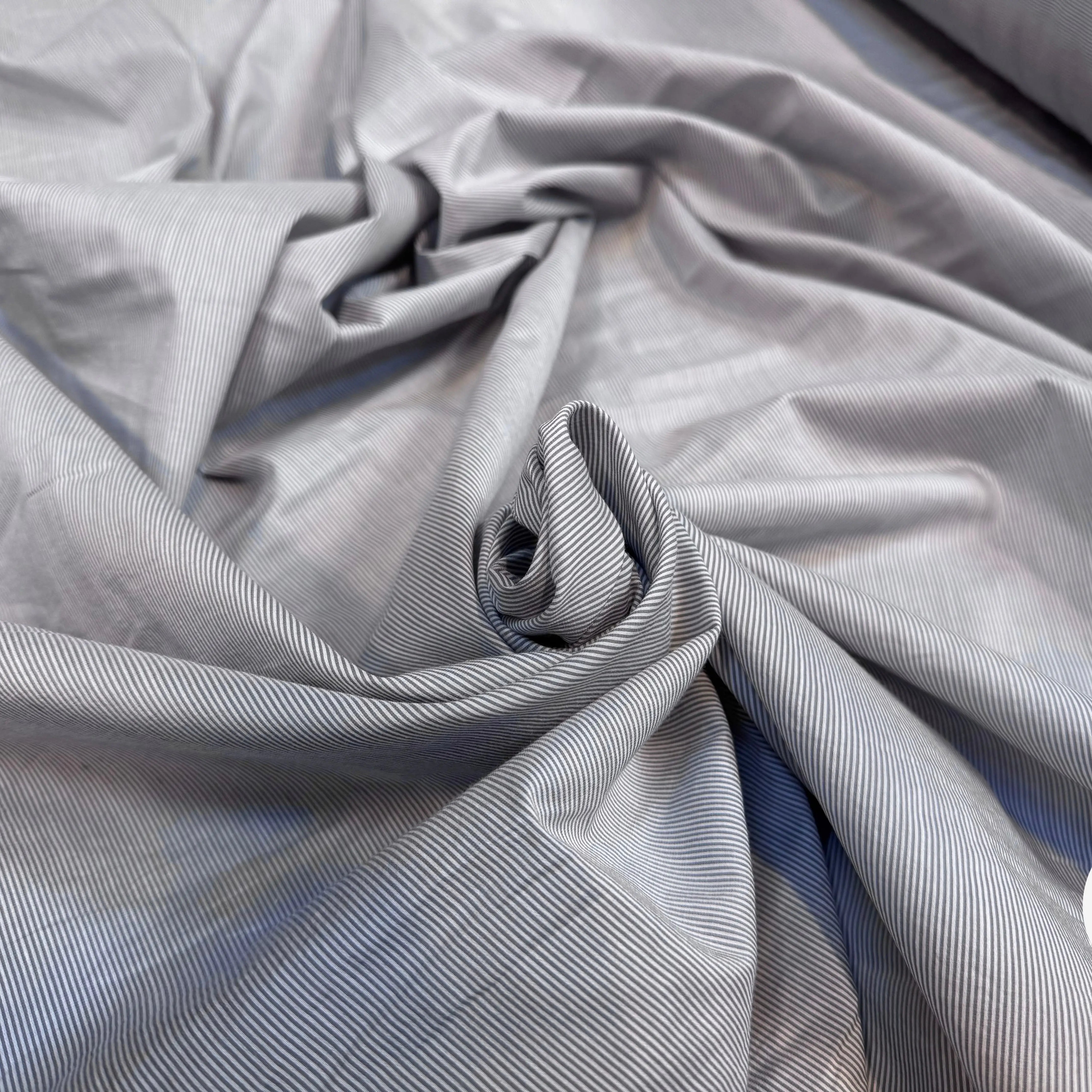 POPELINE COTON RAYURES BLANCHES ET GRISES - My Little Coupon