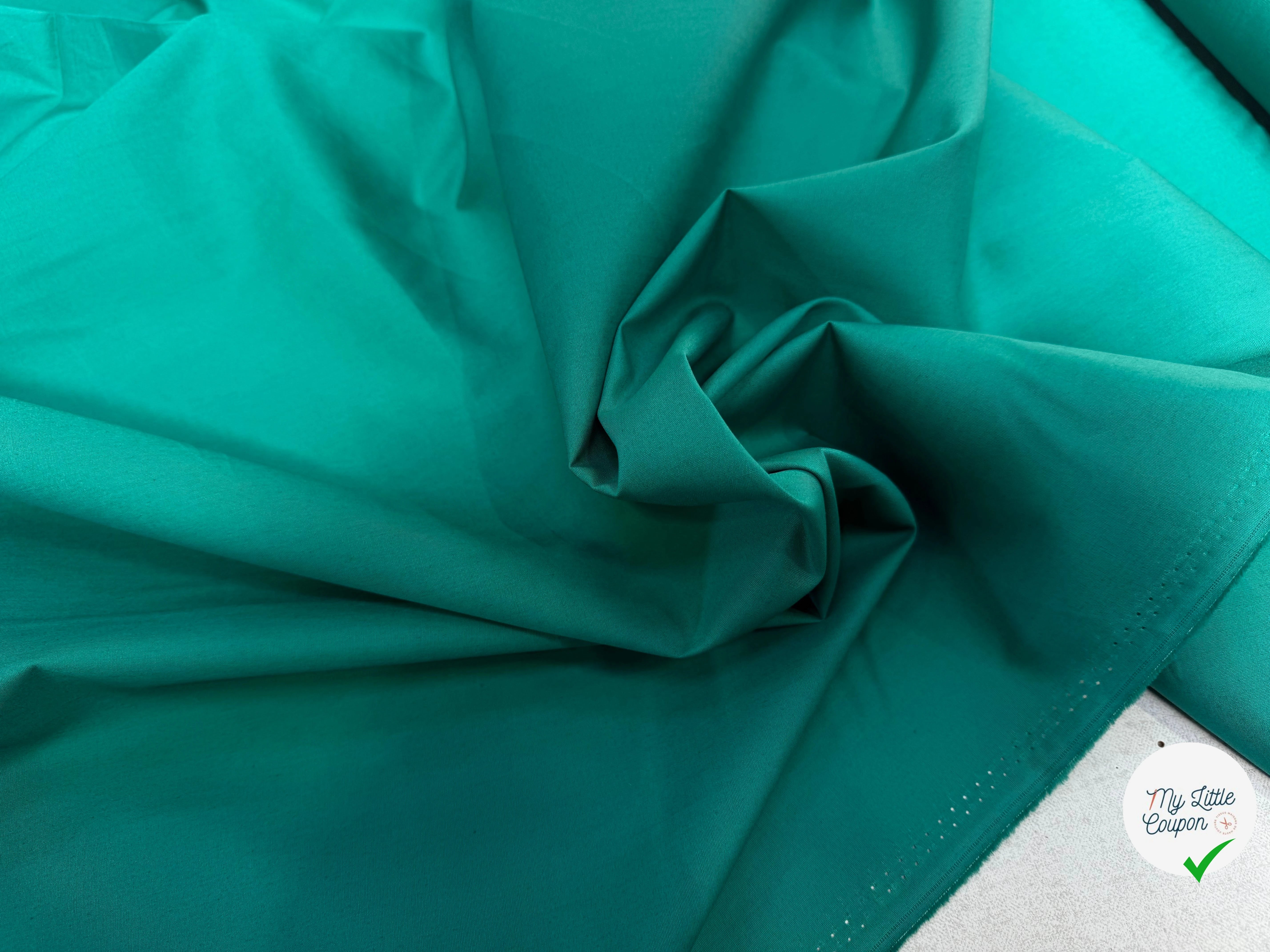 POPELINE COTON VERT LAIZE 150 - My Little Coupon