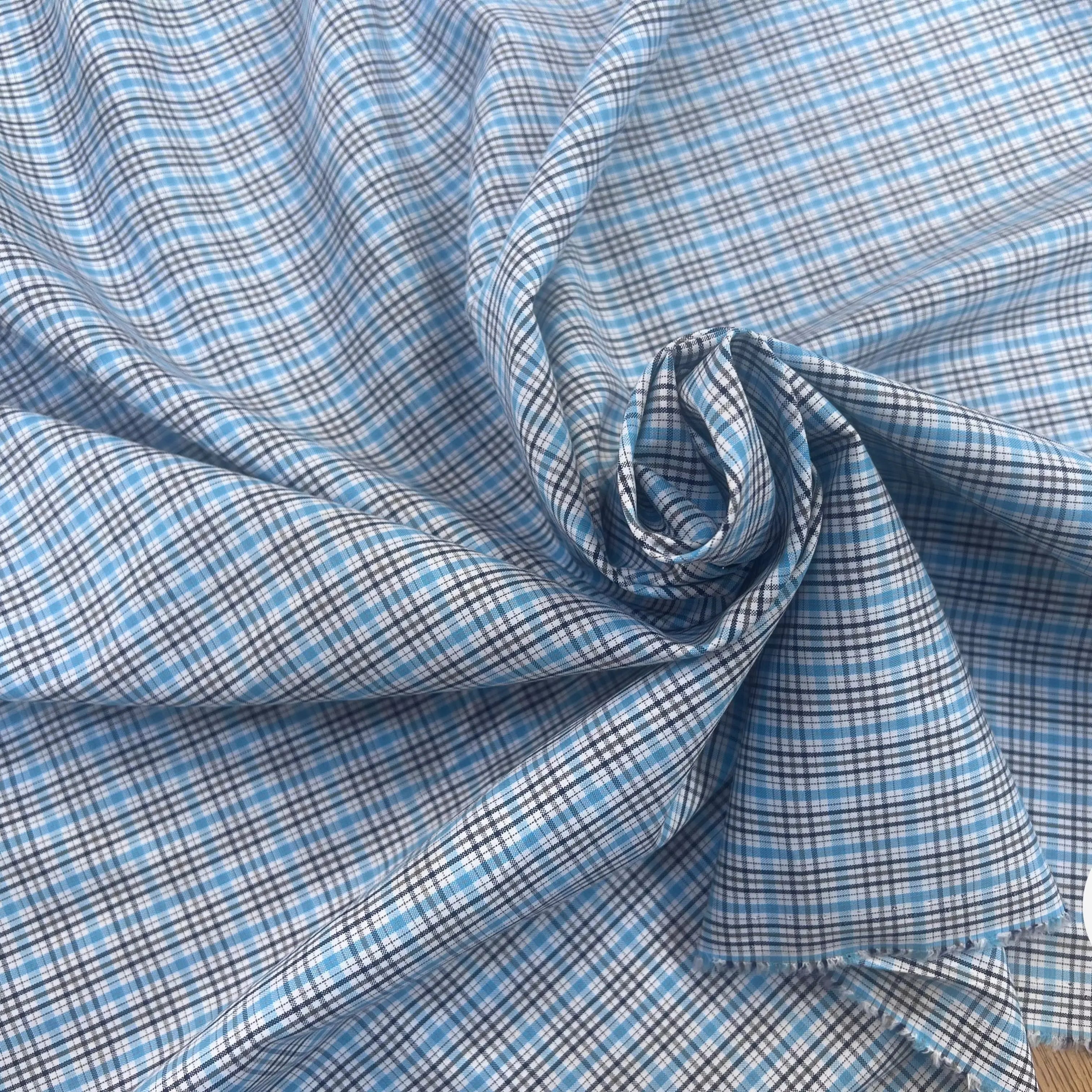 POPELINE DE CARREAUX GRIS BLEU BLANC - My Little Coupon