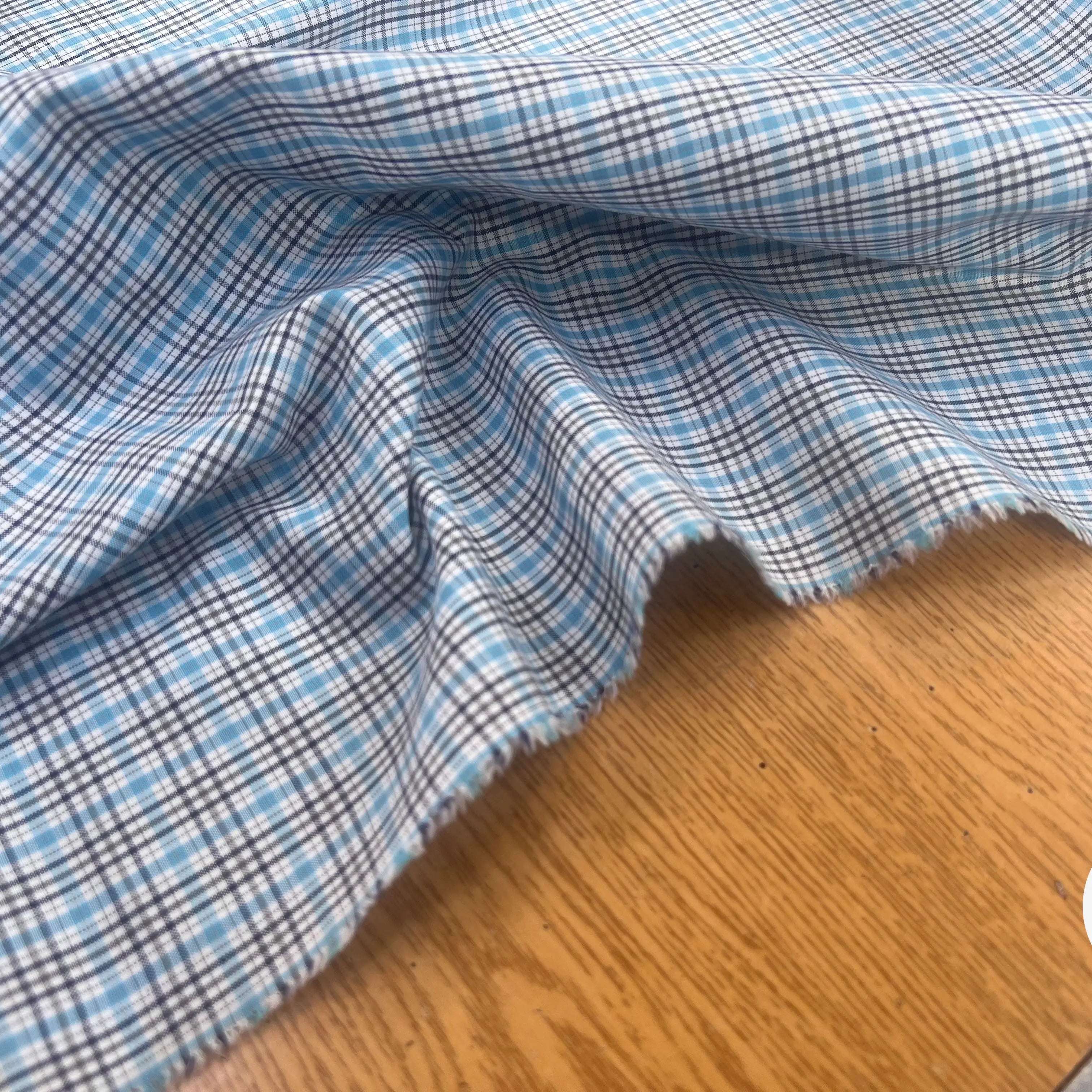 POPELINE DE CARREAUX GRIS BLEU BLANC - My Little Coupon