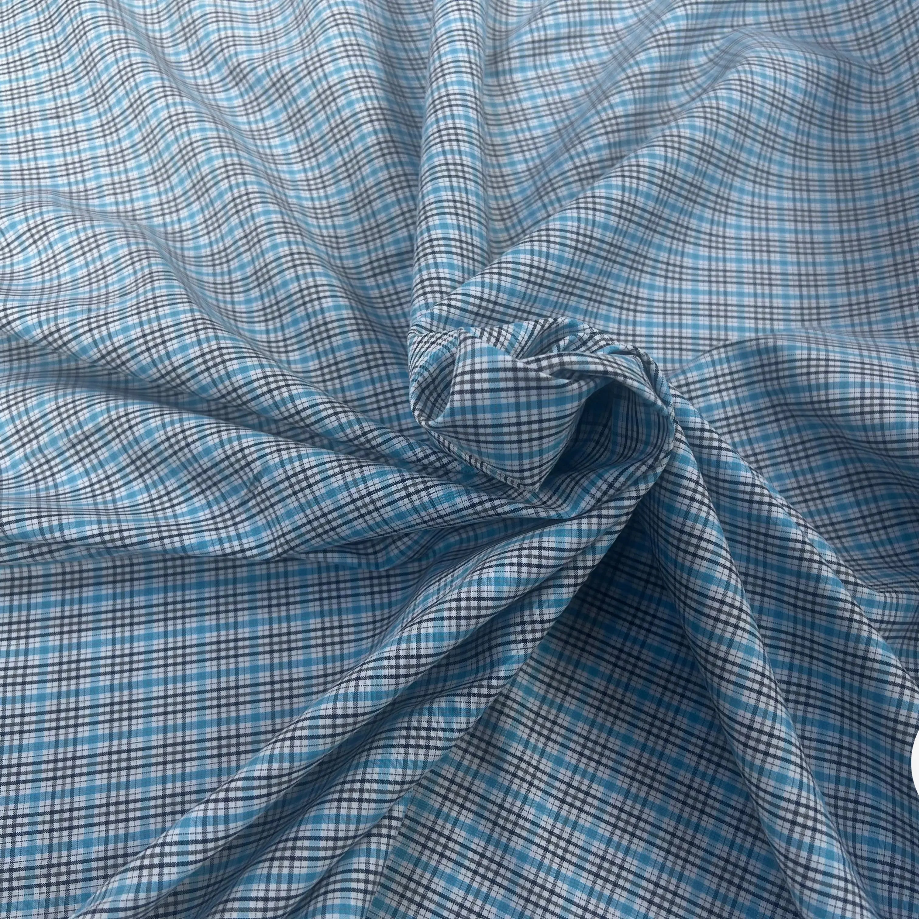 POPELINE DE CARREAUX GRIS BLEU BLANC - My Little Coupon