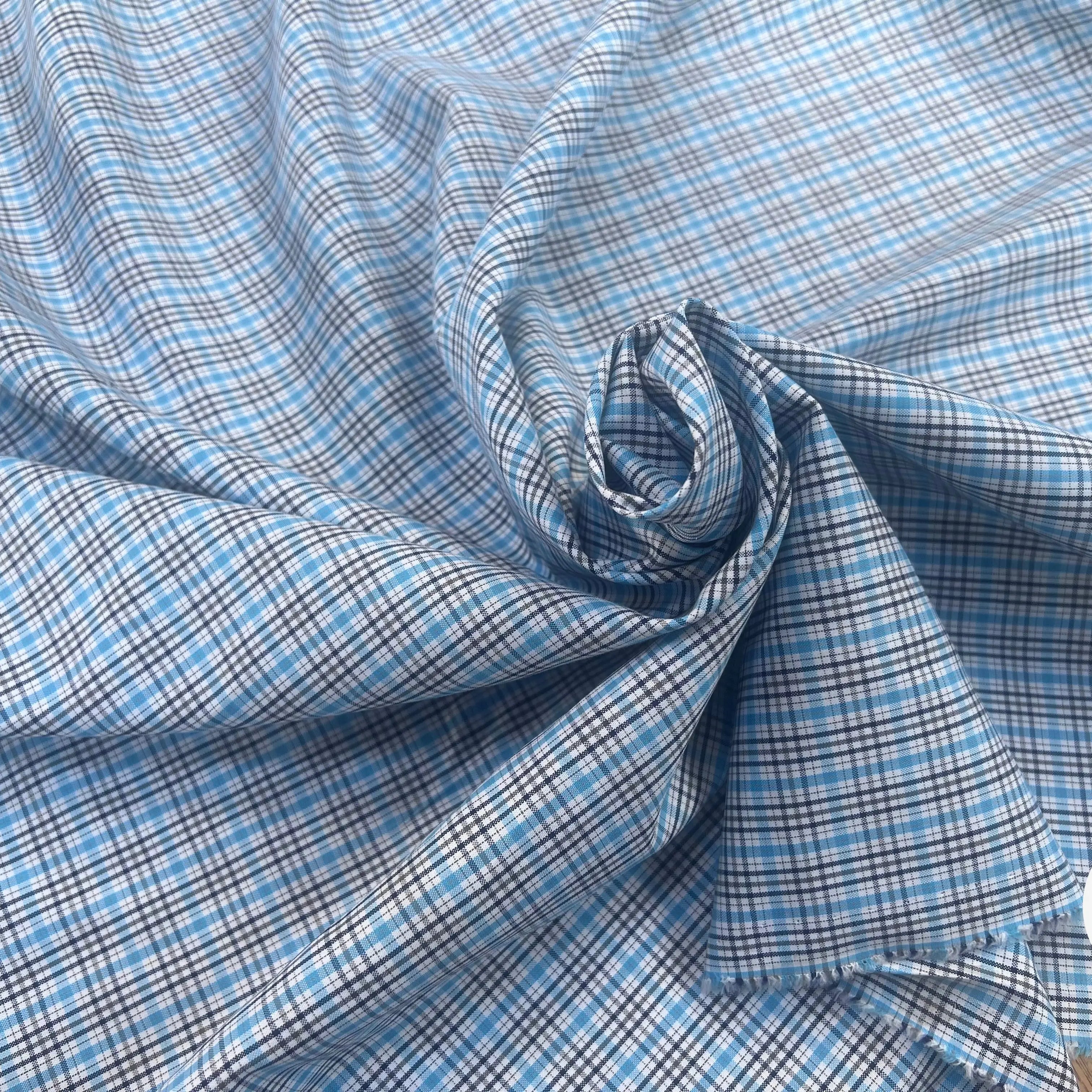 POPELINE DE CARREAUX GRIS BLEU BLANC - My Little Coupon