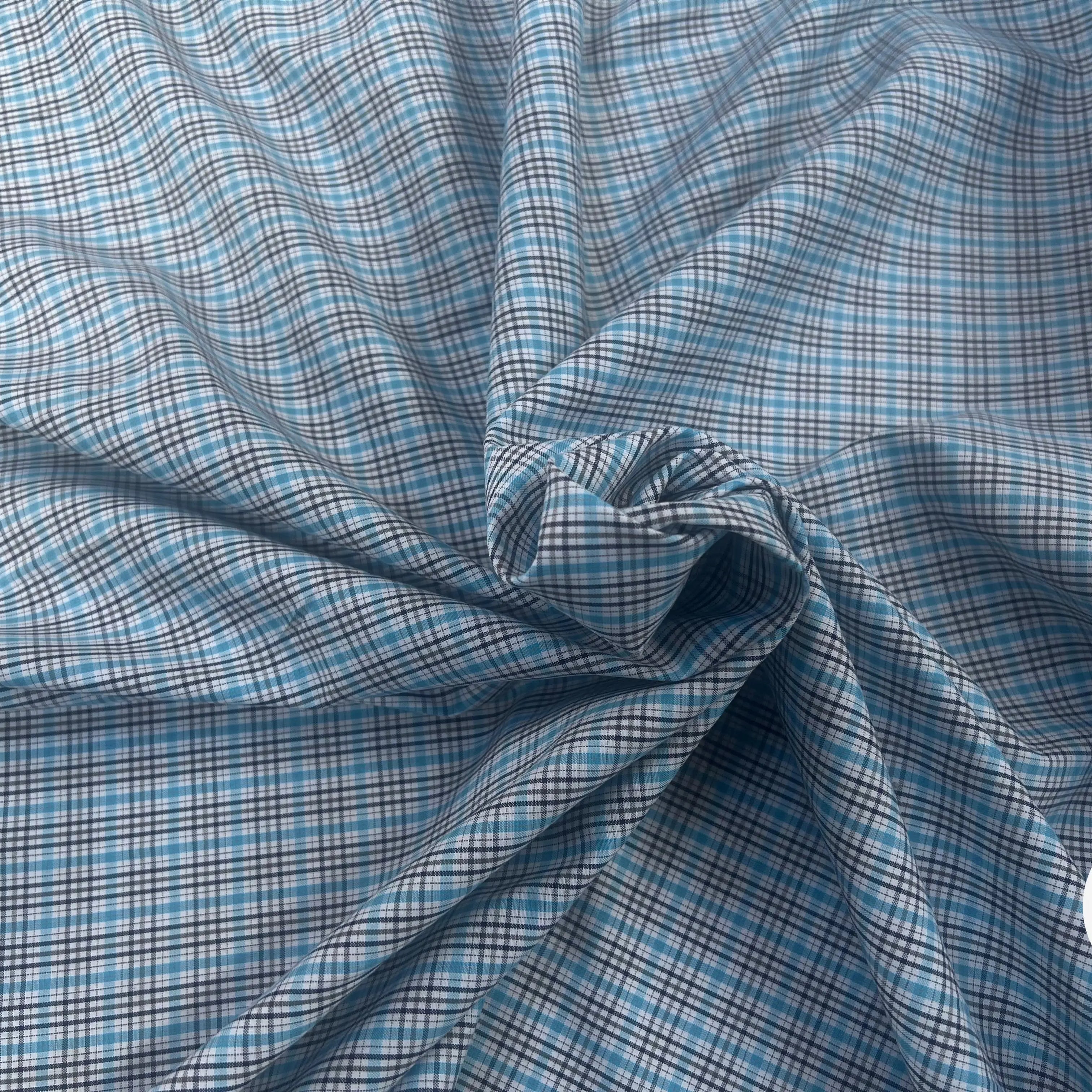 POPELINE DE CARREAUX GRIS BLEU BLANC - My Little Coupon