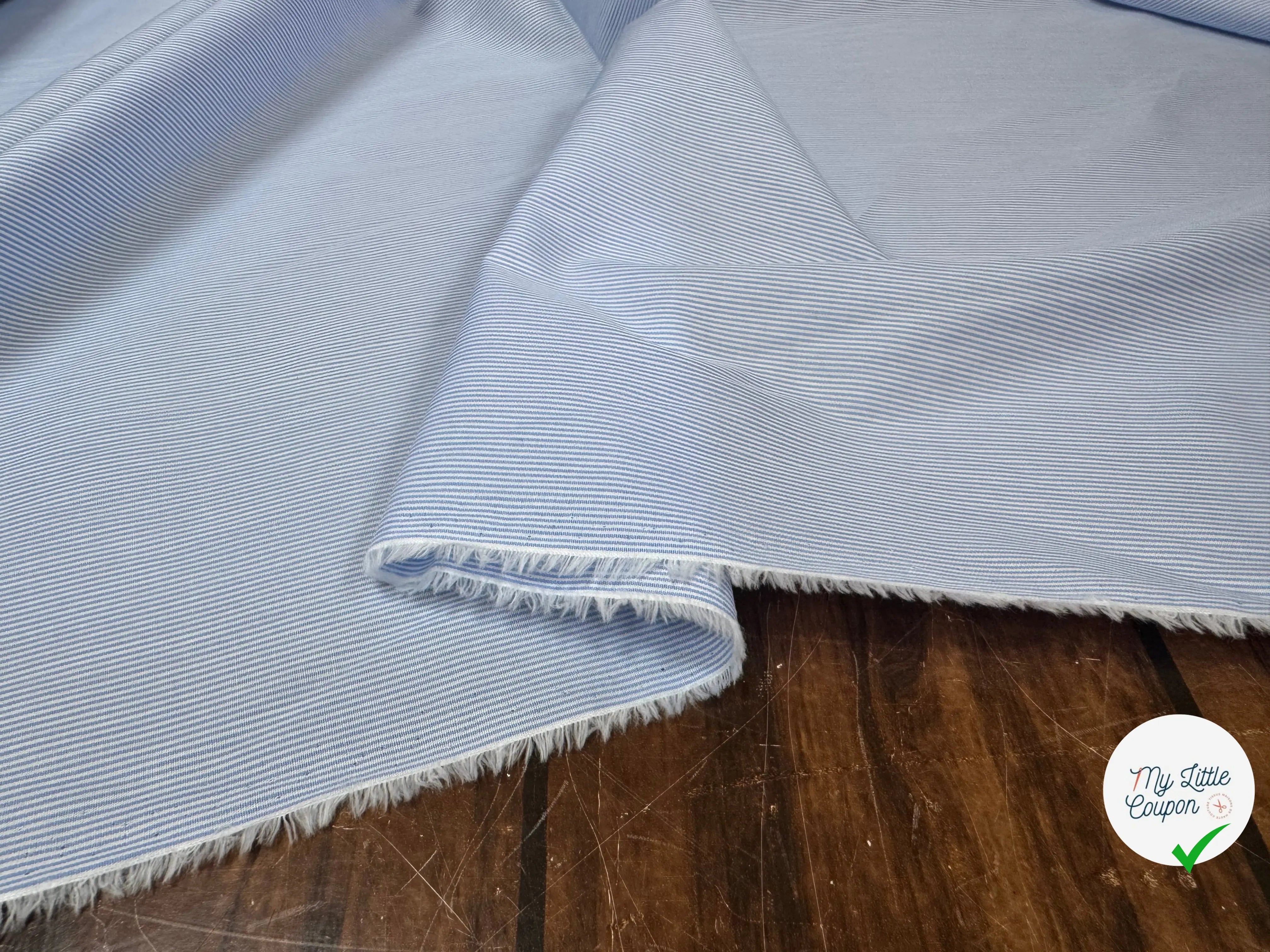 POPELINE DE COTON 100% COTON À RAYURES BLEU ET BLANC - My Little Coupon