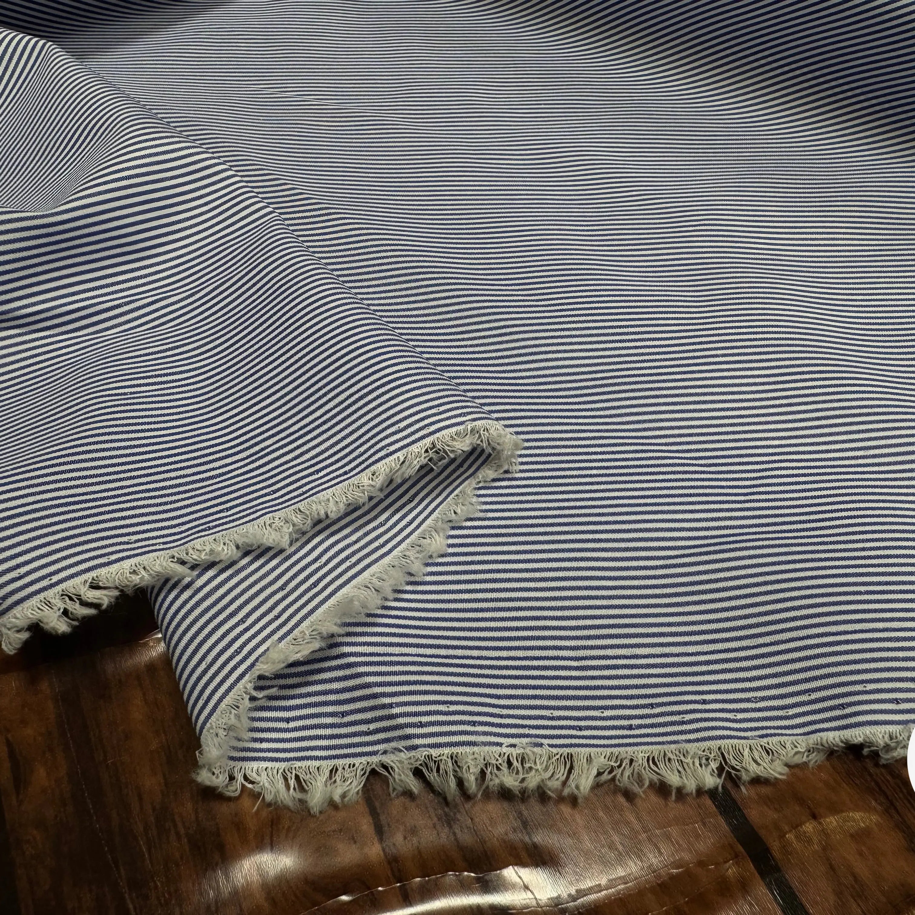 POPELINE DE COTON 100% COTON À RAYURES BLEU MARINE ET BLANC - My Little Coupon