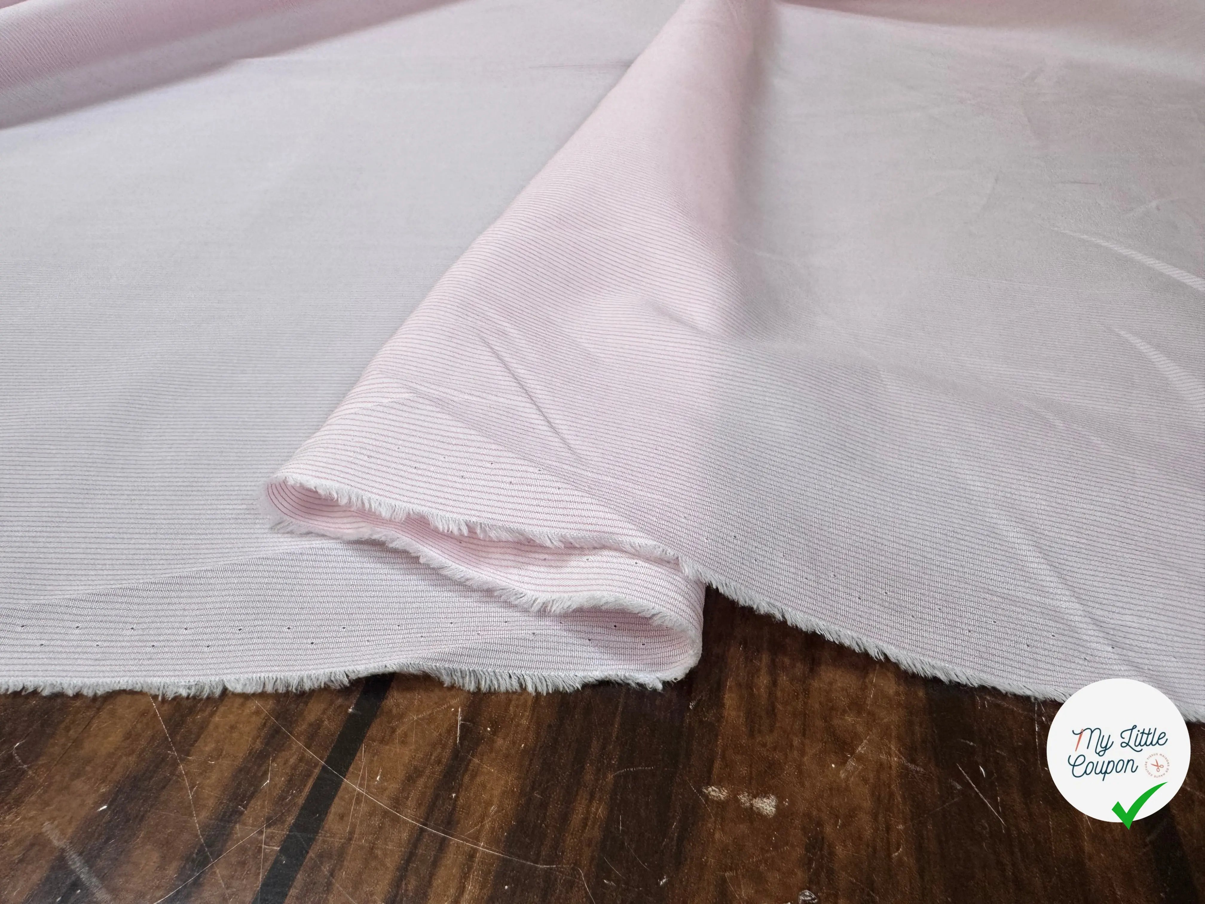 POPELINE DE COTON 100% COTON A RAYURES ROSE ET BLANC - My Little Coupon