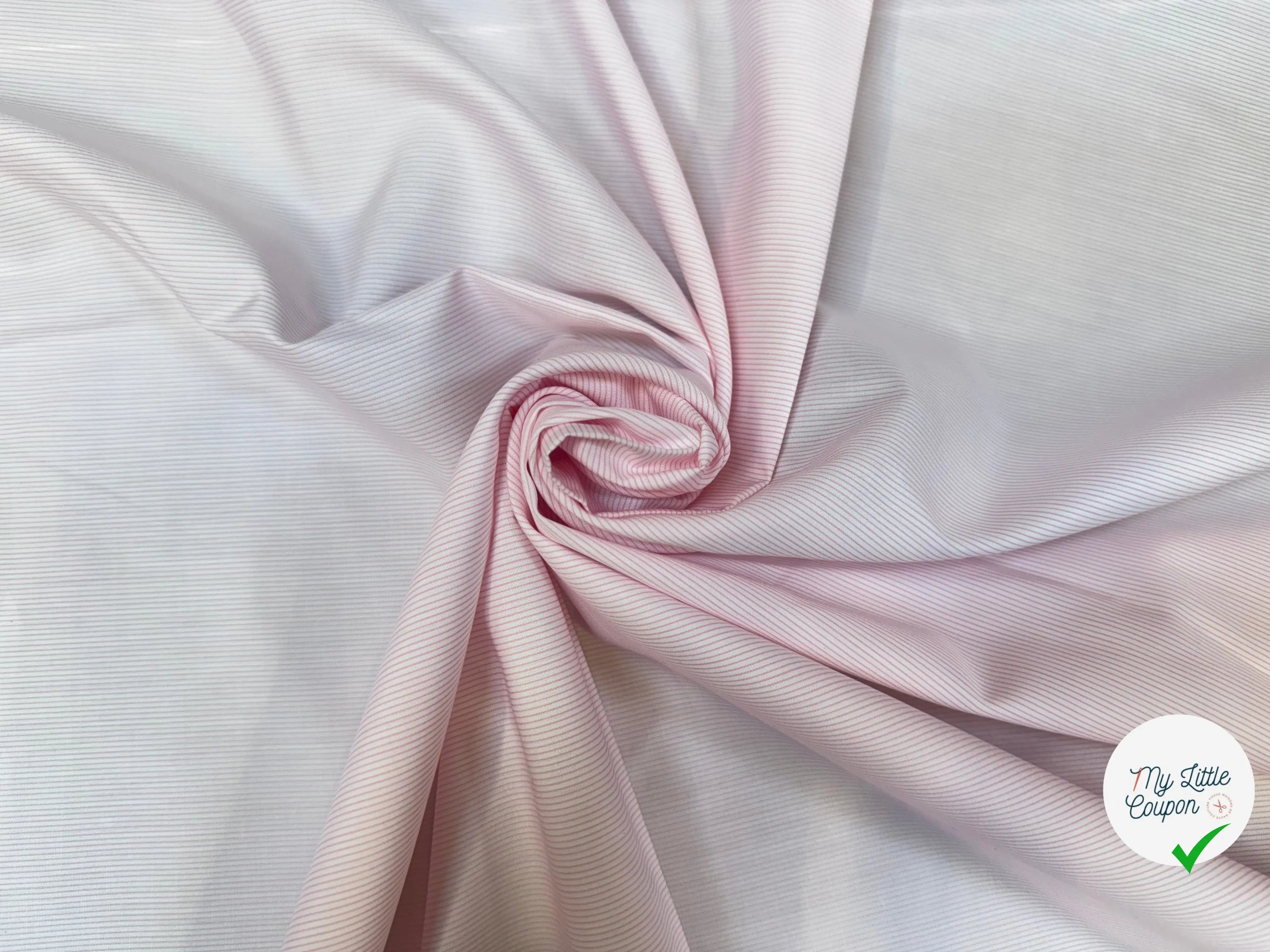 POPELINE DE COTON 100% COTON À RAYURES ROSE ET BLANC - My Little Coupon