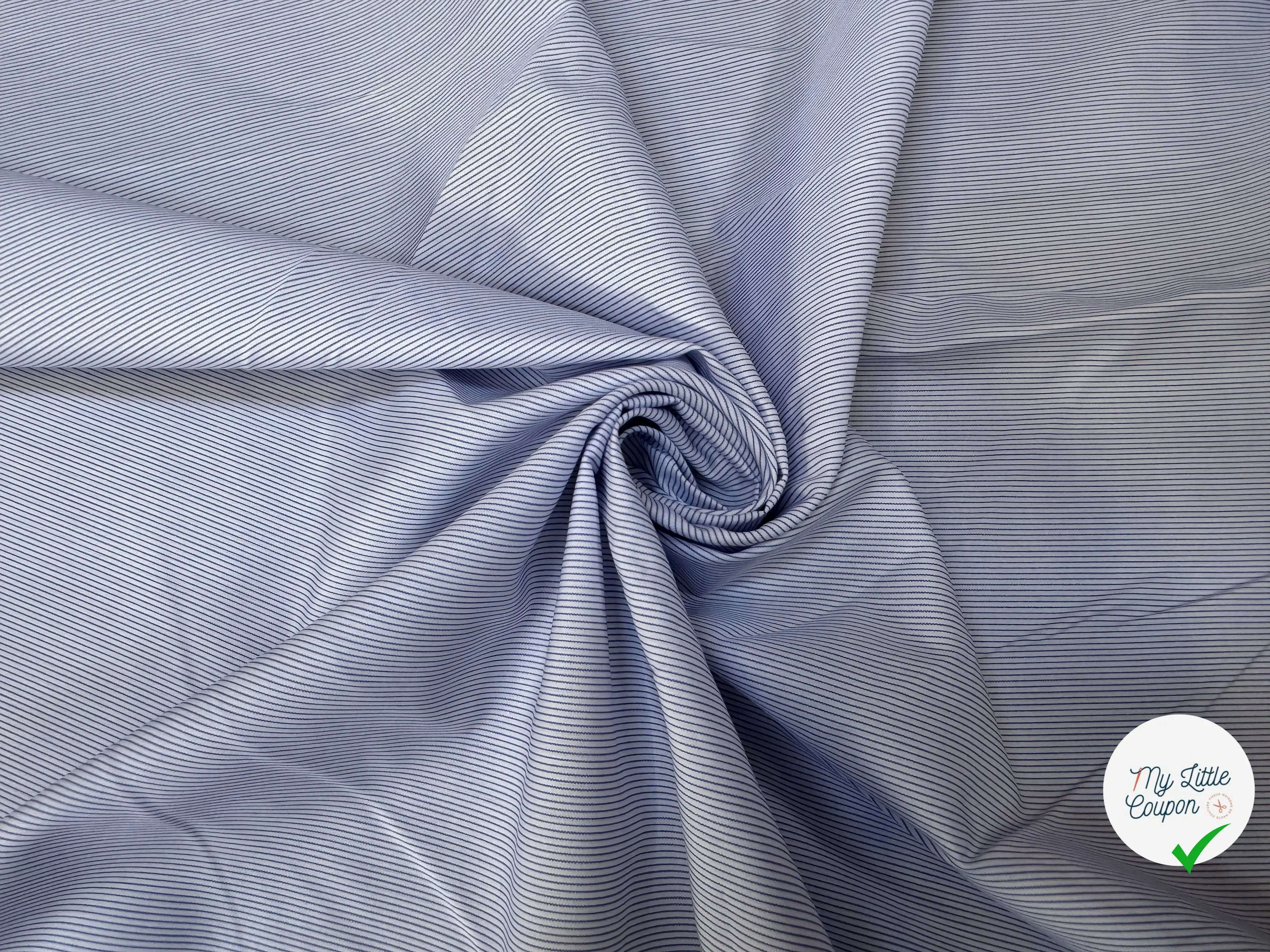 POPELINE DE COTON 100% COTON A RAYURES VERTICALES NAVY ET BLANC - My Little Coupon