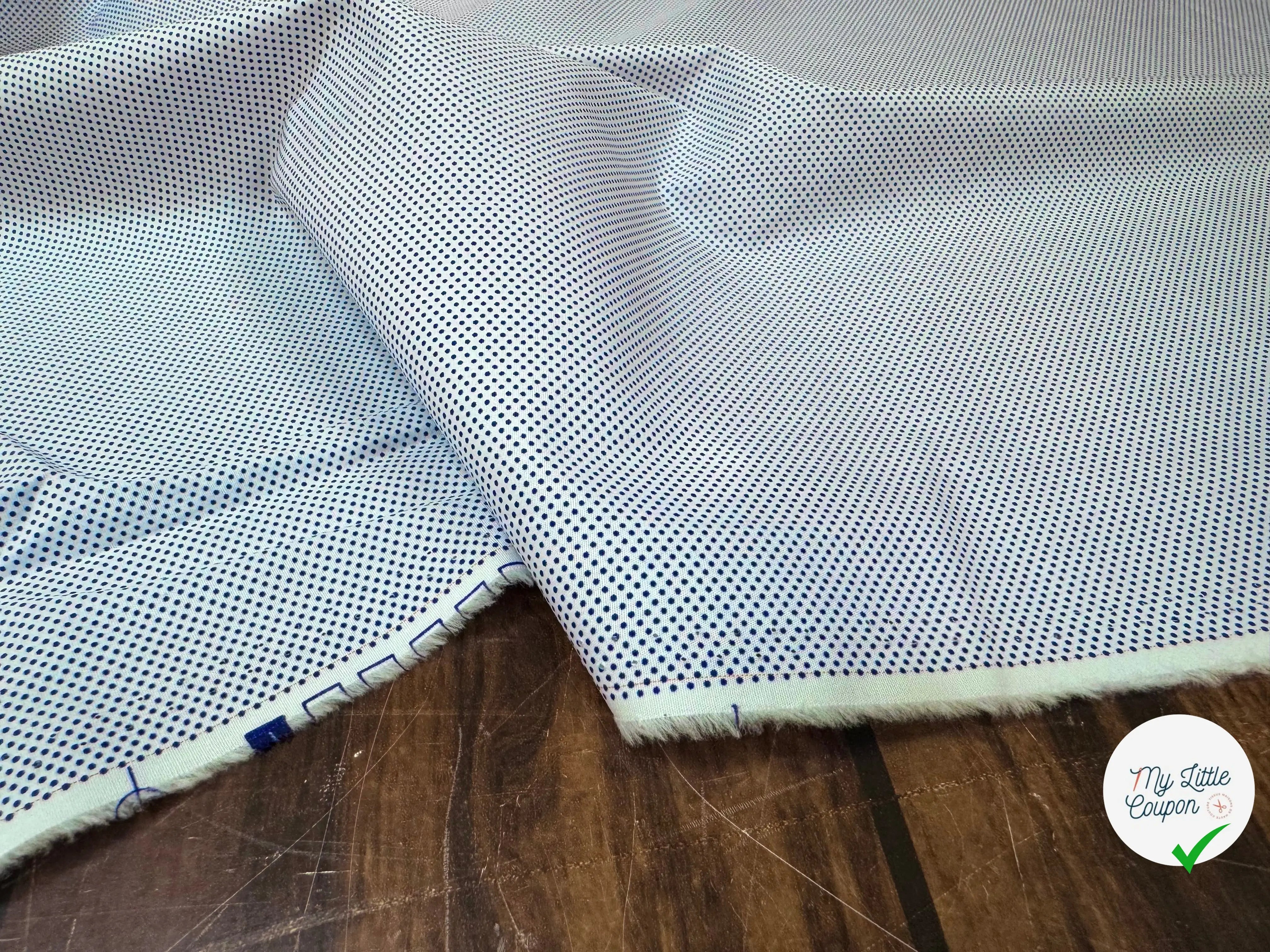 POPELINE DE COTON 100% COTON BLANCHE À POIS NAVY - My Little Coupon