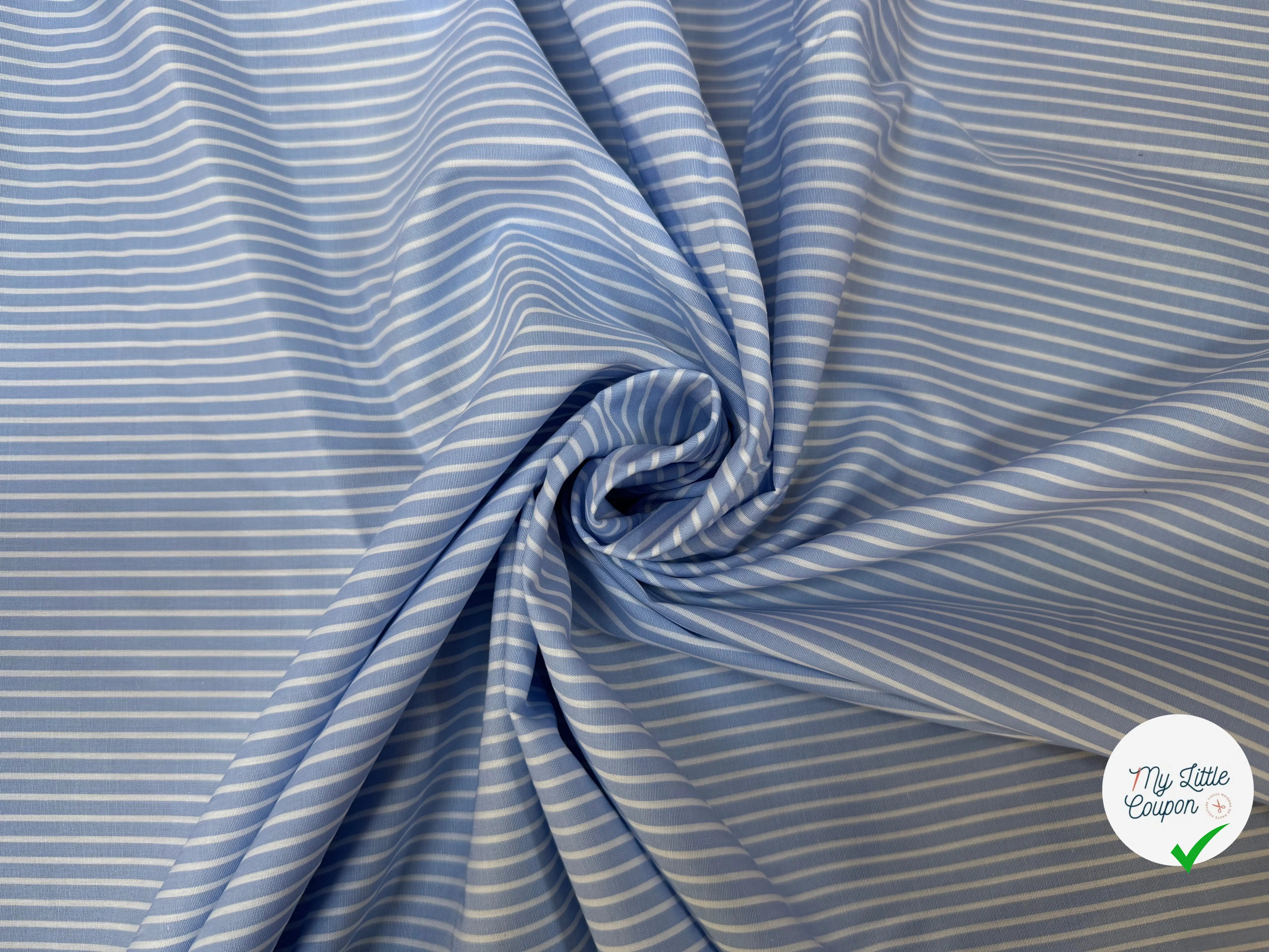 POPELINE DE COTON 100% COTON BLEU ET BLANC - My Little Coupon