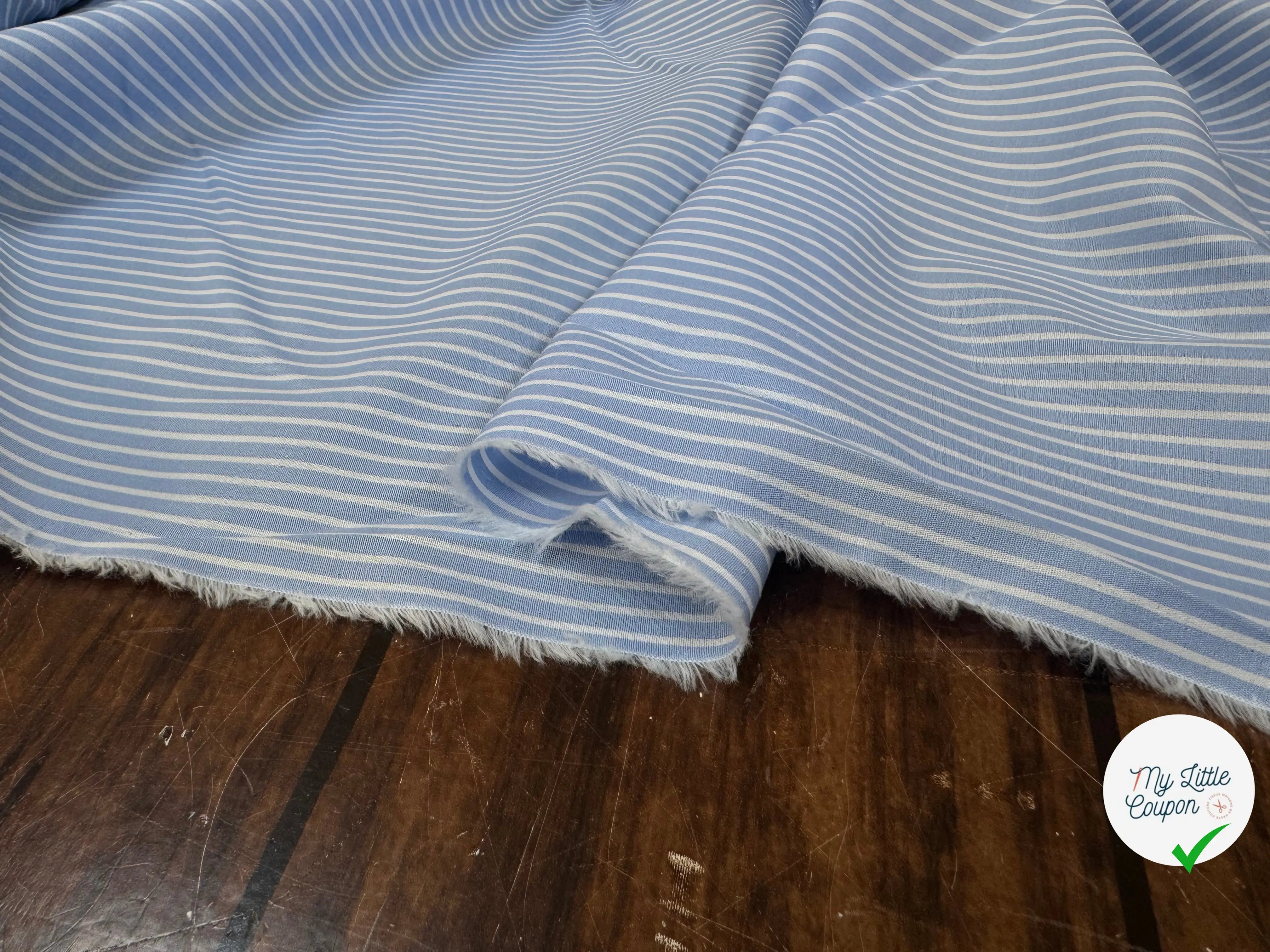 POPELINE DE COTON 100% COTON BLEU ET BLANC - My Little Coupon